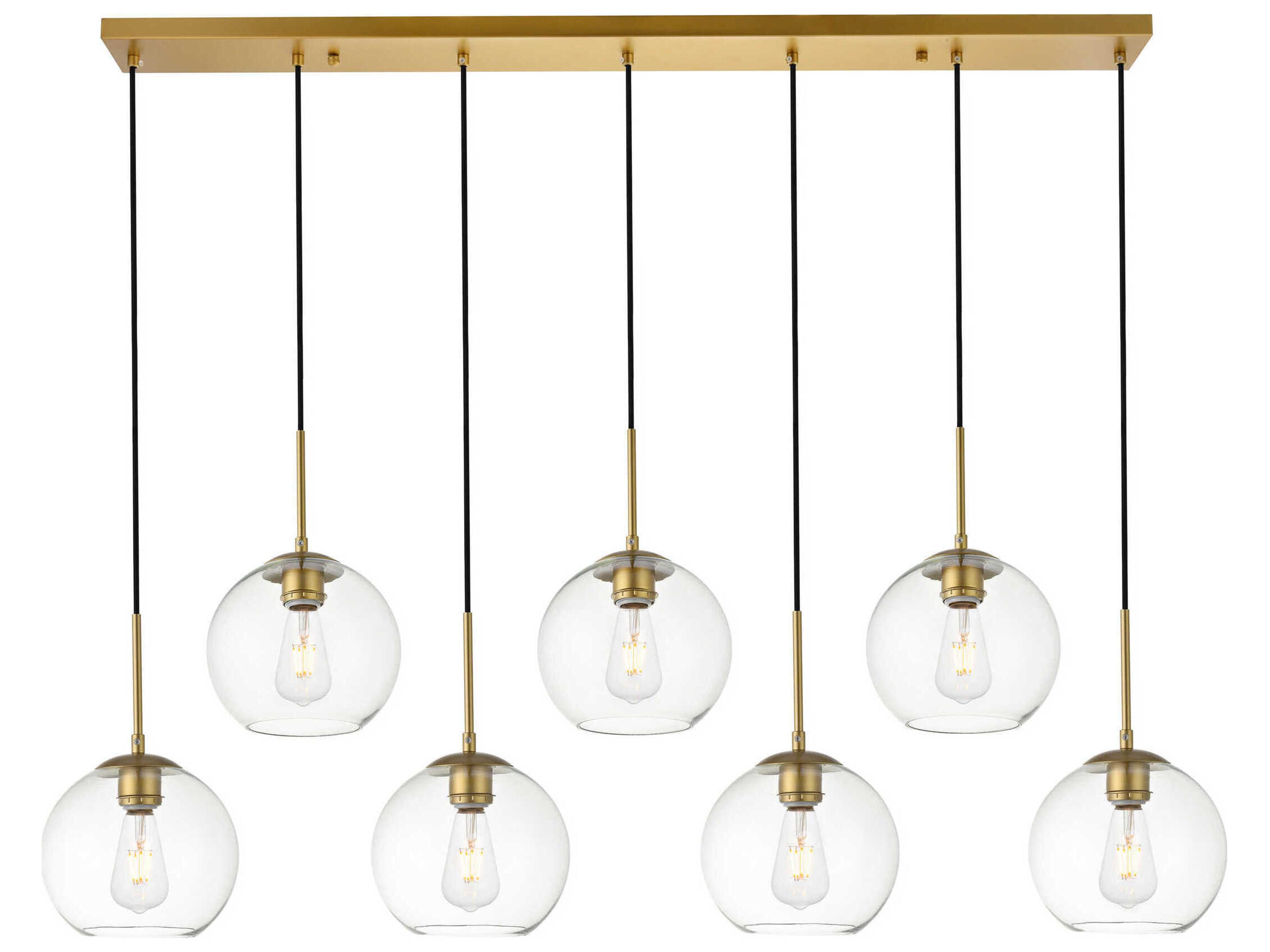 Baxter 7-Light Brass And Clear Glass Globe Island Pendant