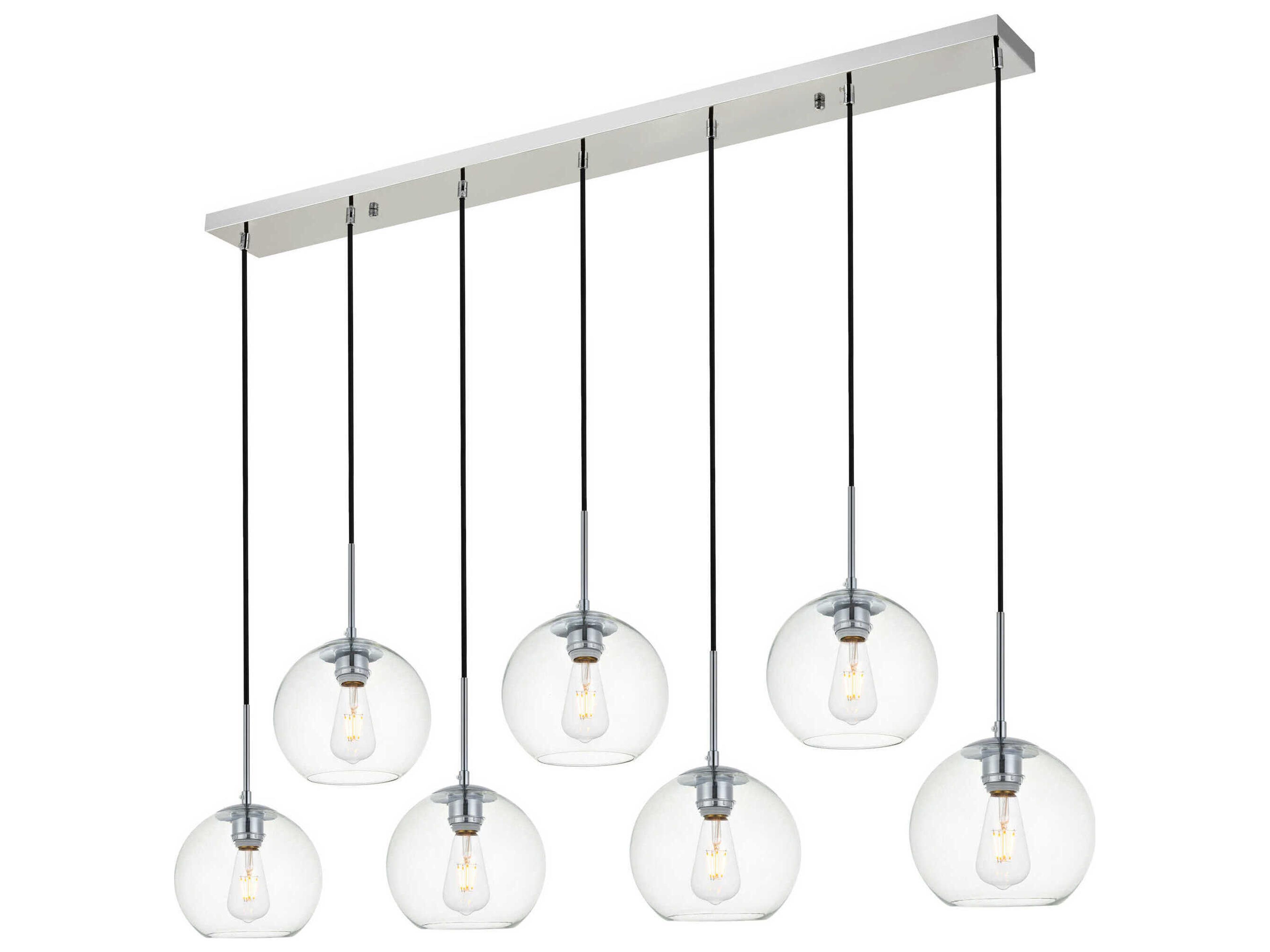 Elegant Lighting Baxter 7-Light Chrome And Clear Glass Globe Island Pendant