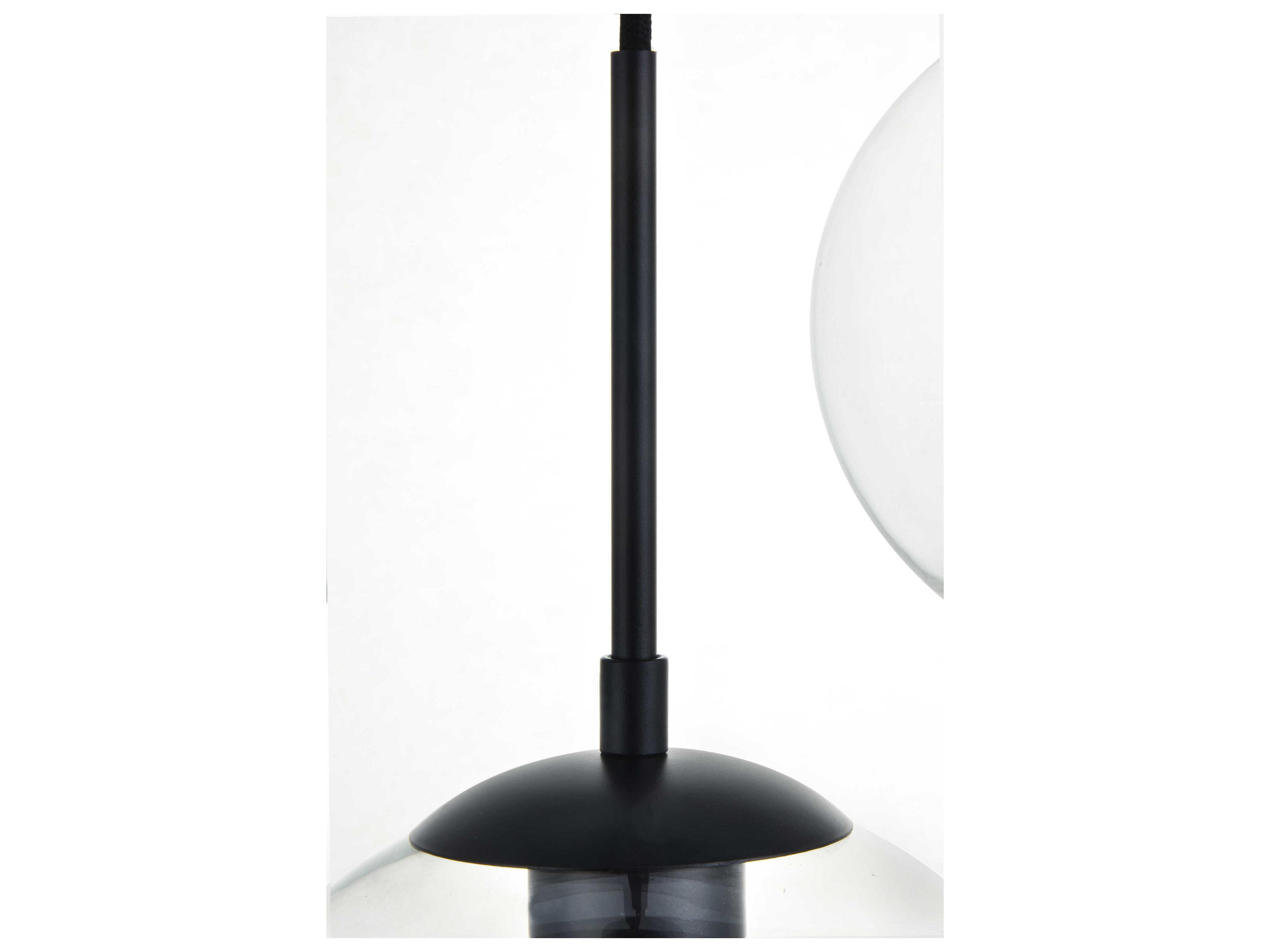 Elegant Lighting Baxter 3-Light Black Glass Globe Linear Island Pendant