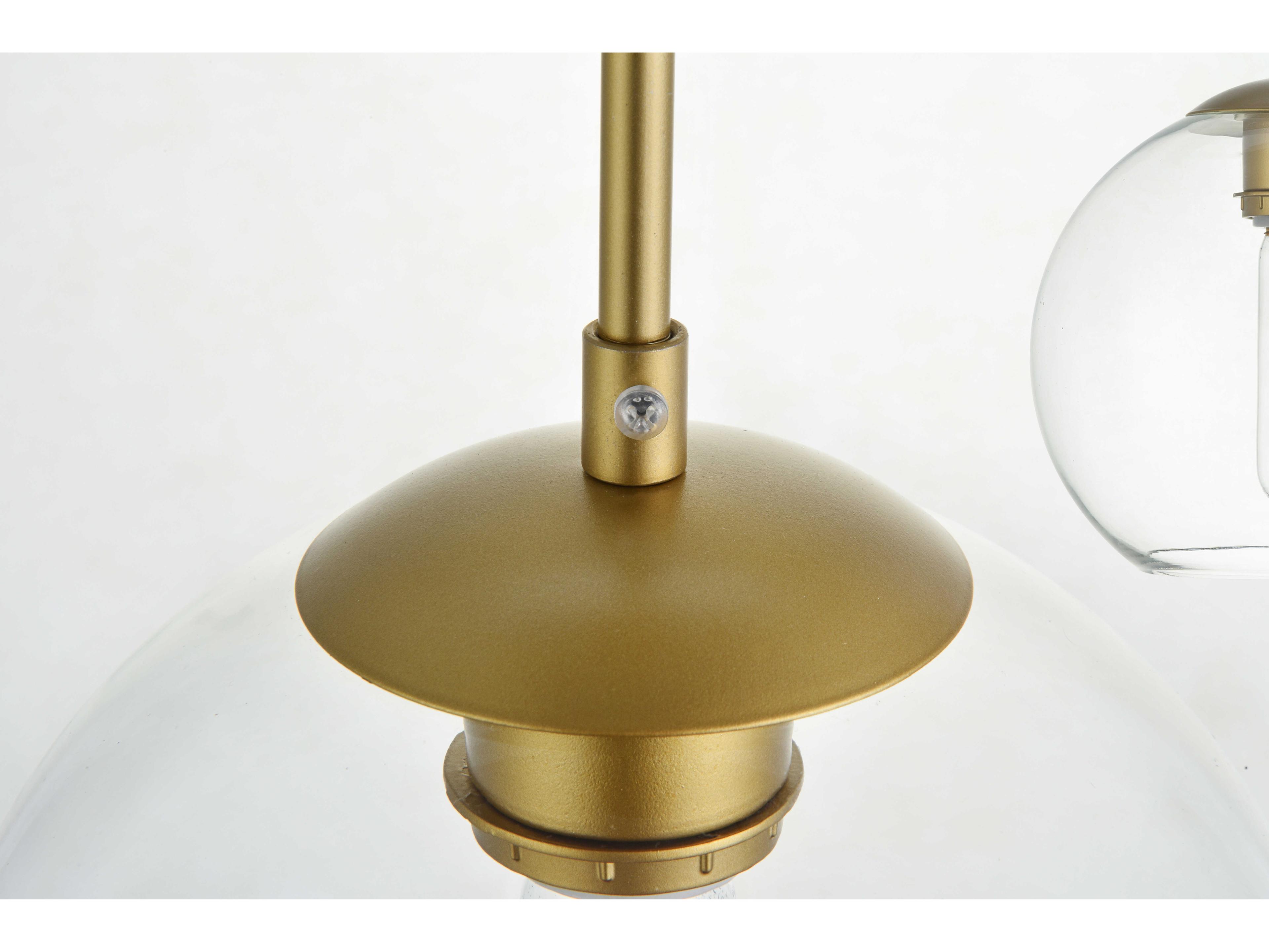 Elegant Lighting Baxter 3-Light Brass Glass Globe Linear Island Pendant