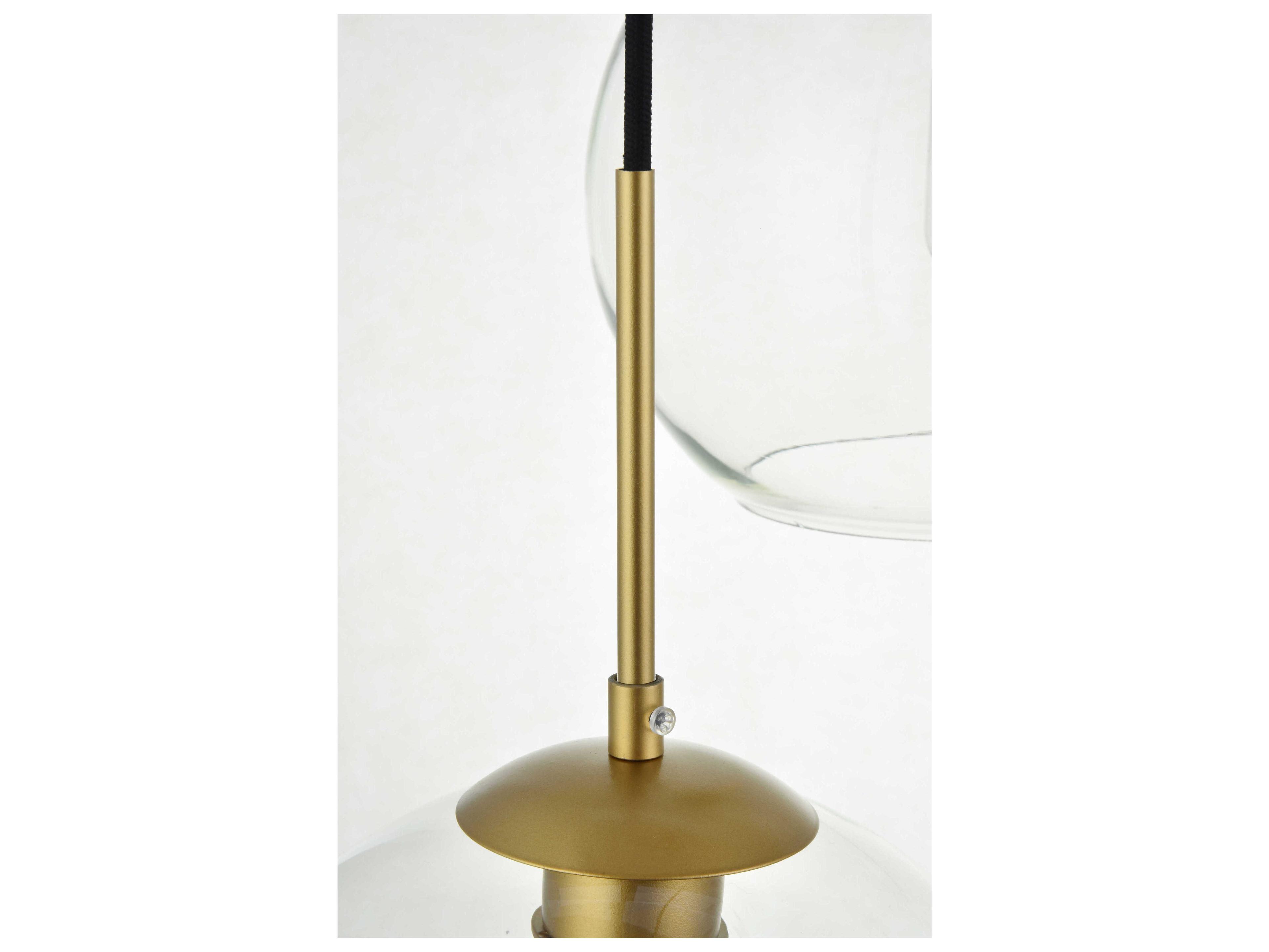 Elegant Lighting Baxter 3-Light Brass Glass Globe Linear Island Pendant