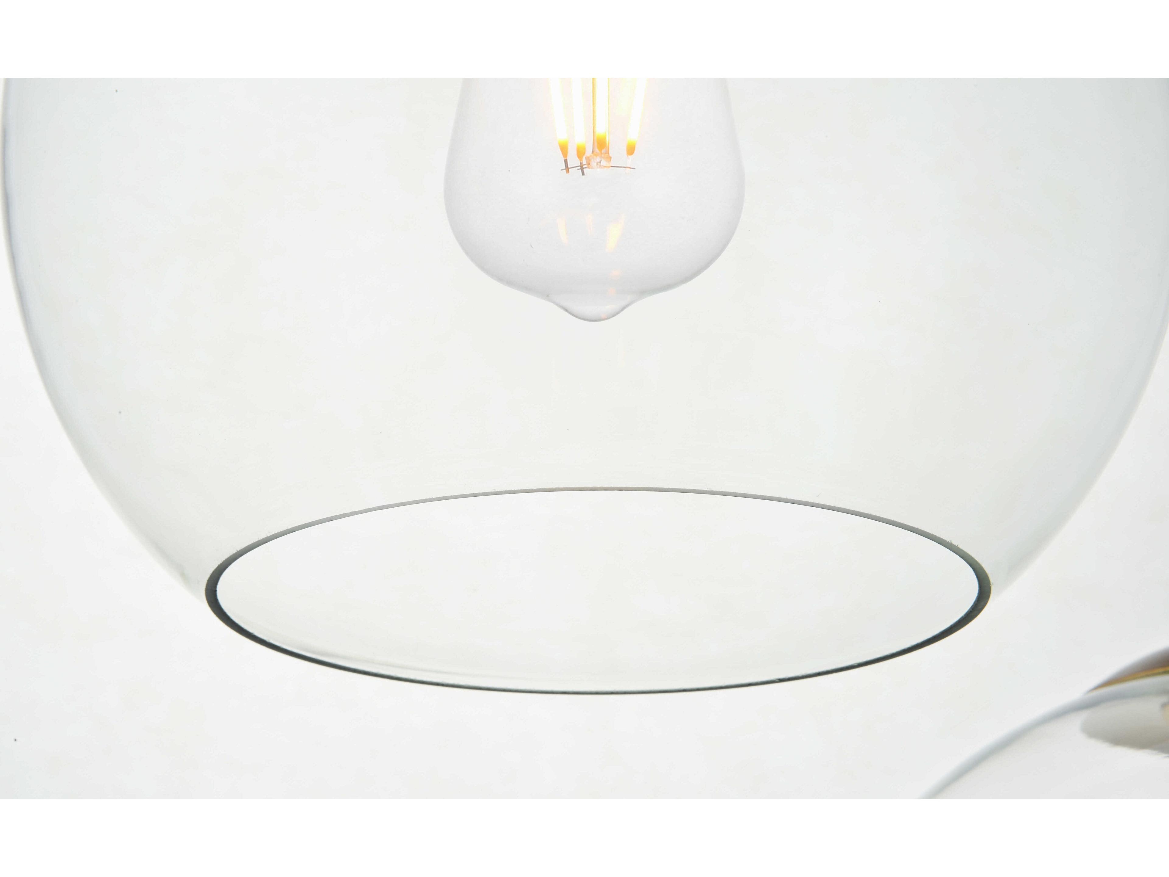 Elegant Lighting Baxter 3-Light Brass Glass Globe Linear Island Pendant