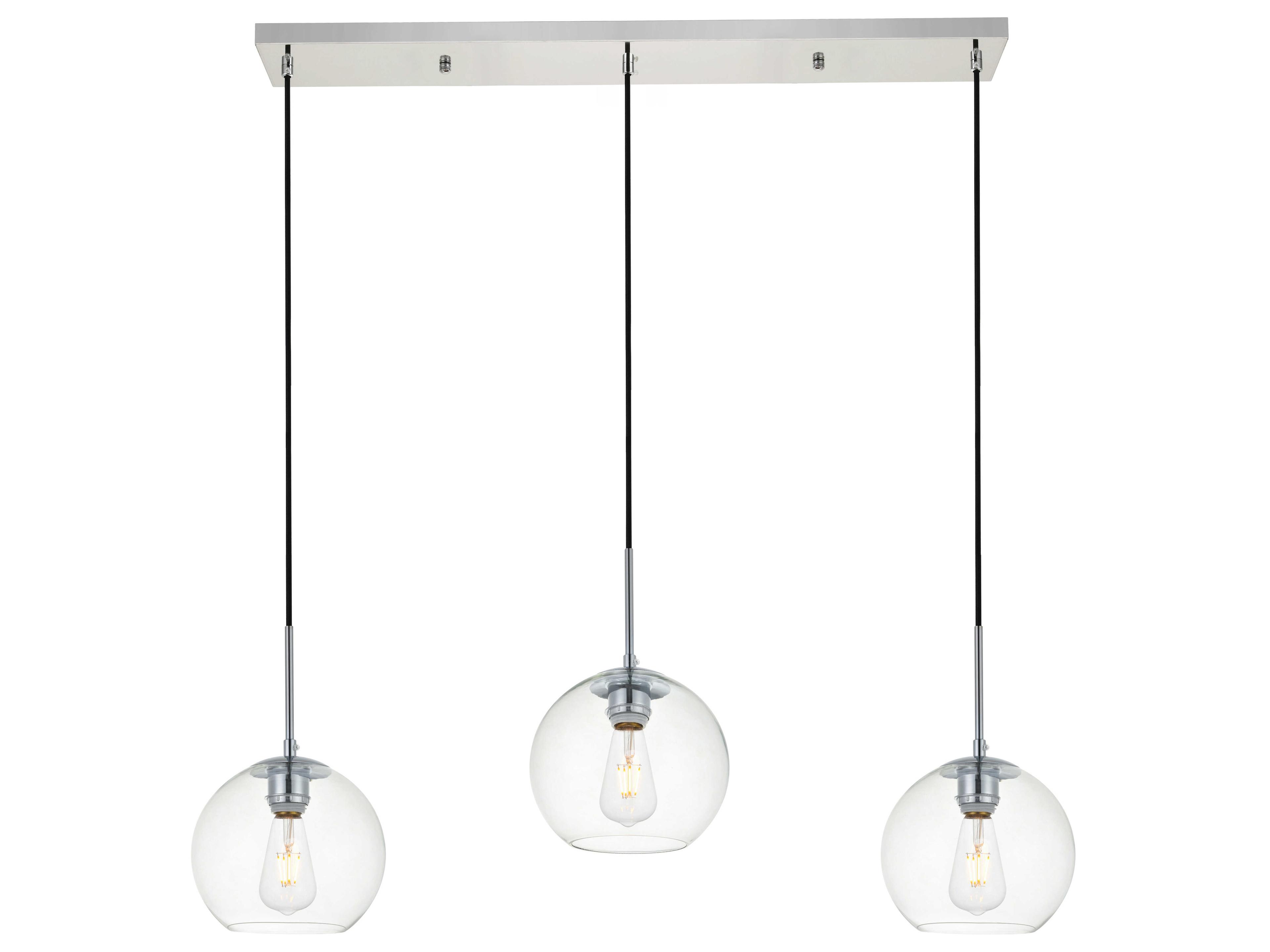 Baxter 3-Light Chrome Glass Globe Linear Island Pendant