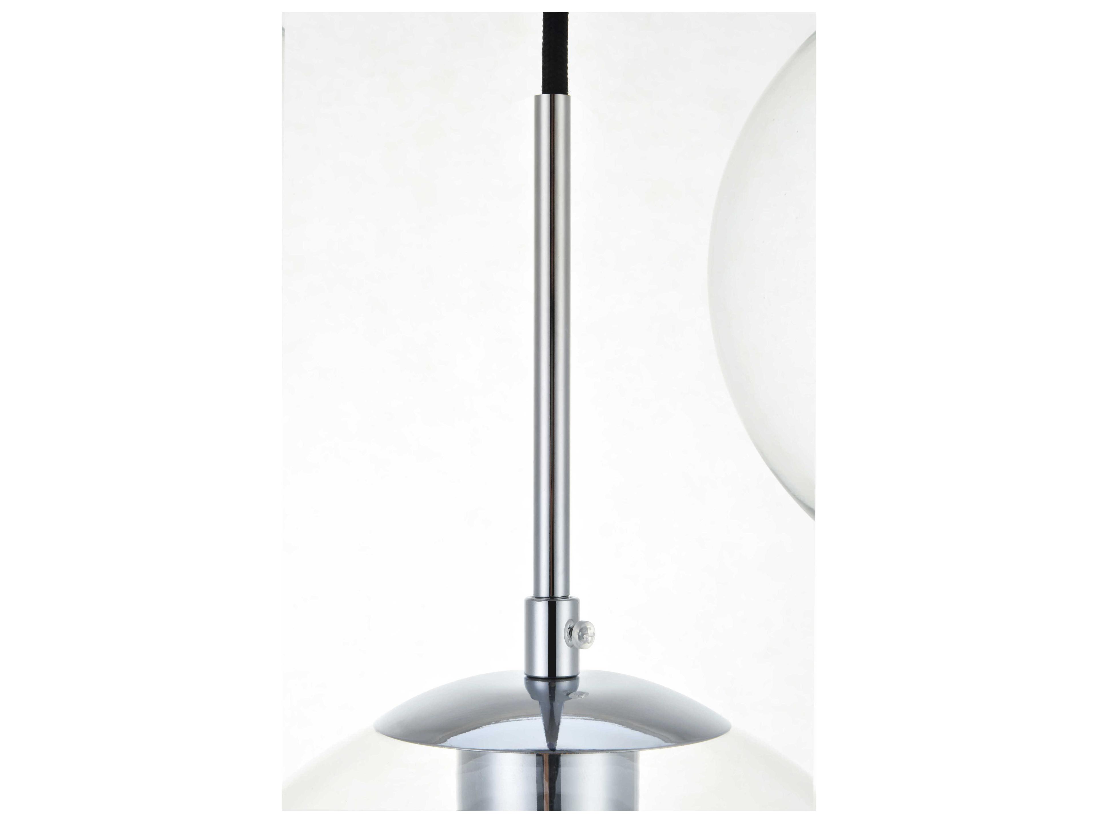 Elegant Lighting Baxter 3-Light Chrome Glass Globe Linear Island Pendant