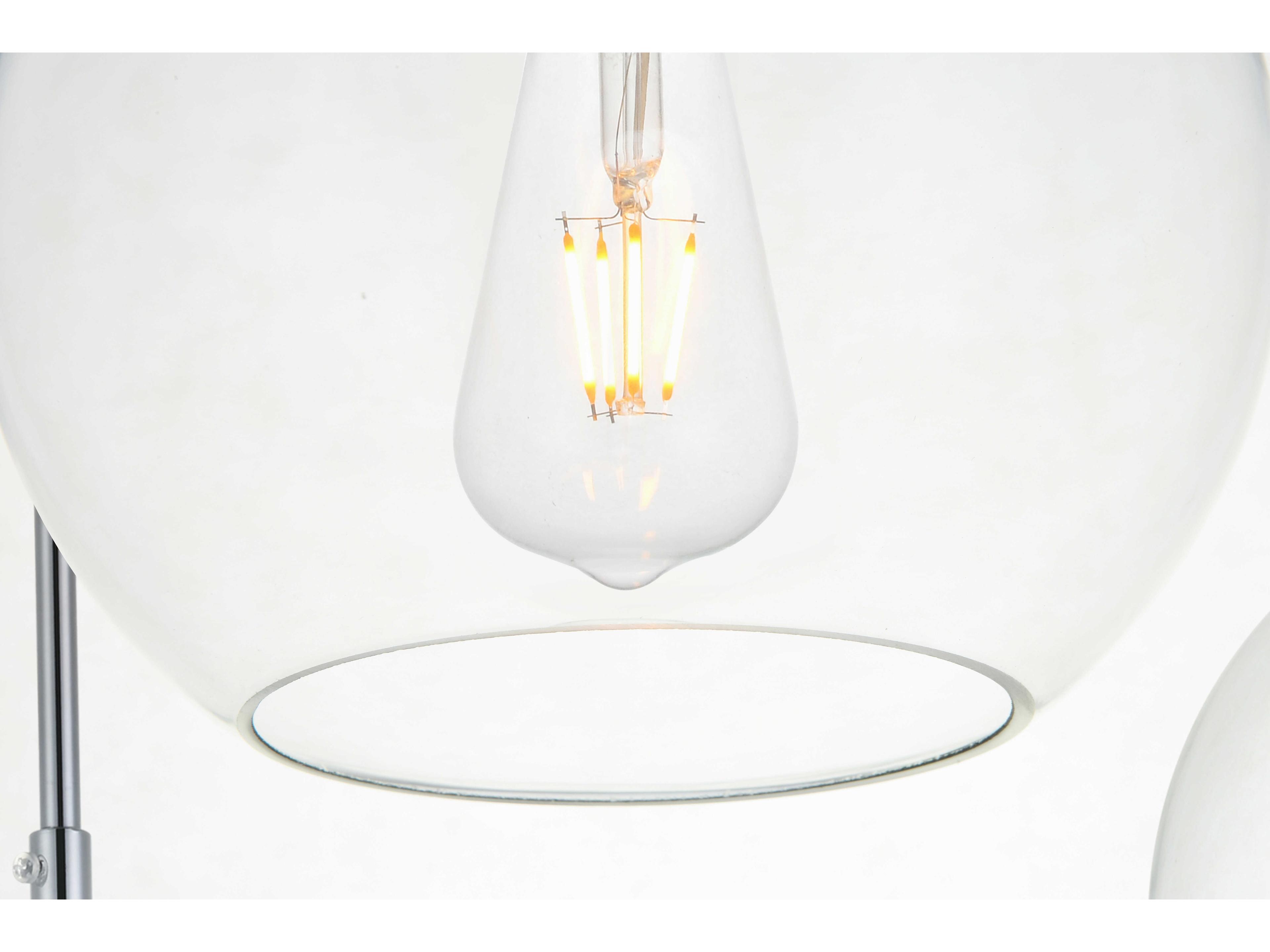 Elegant Lighting Baxter 3-Light Chrome Glass Globe Linear Island Pendant