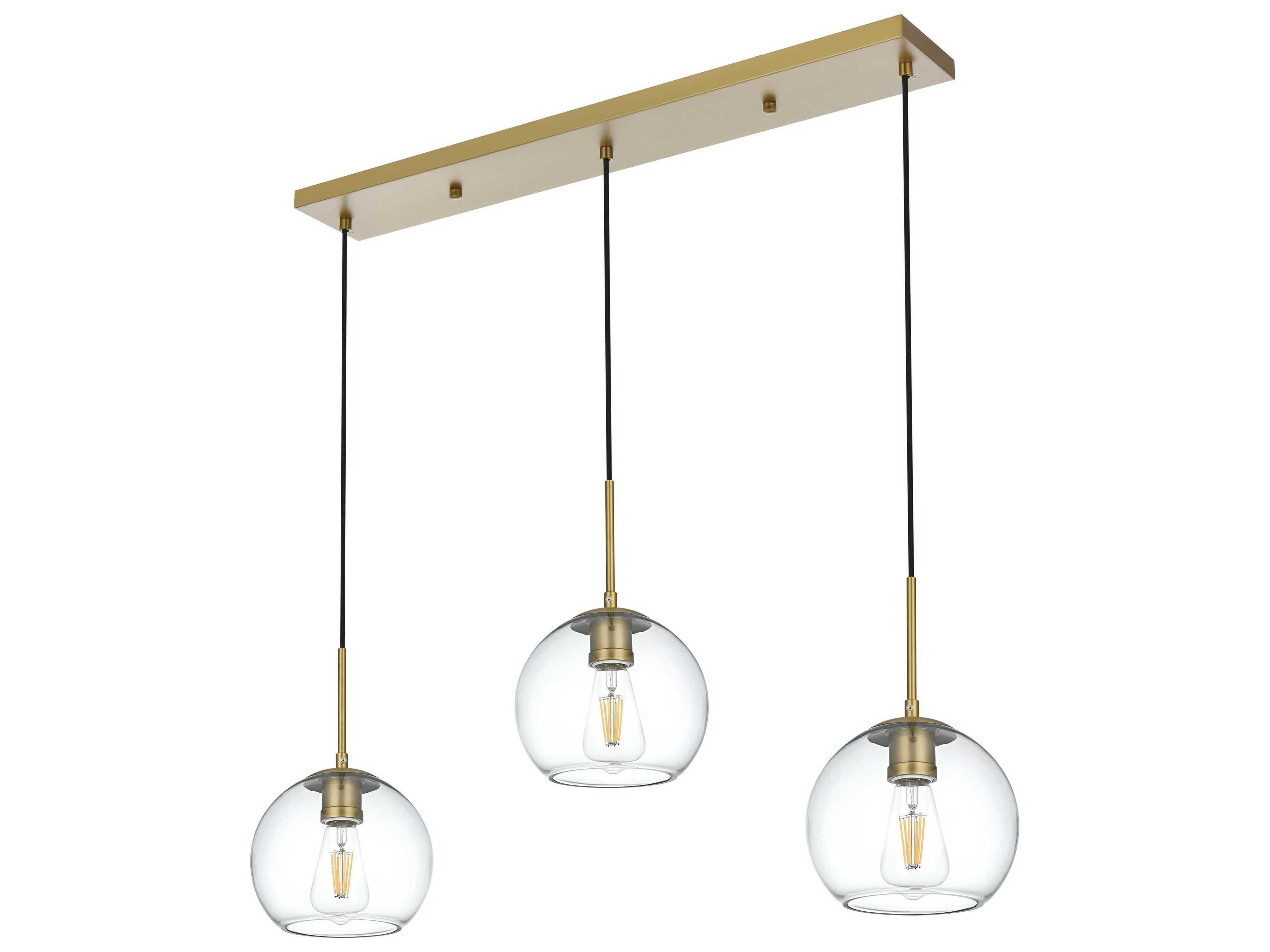 Elegant Lighting Baxter 3-Light Satin Gold Globe Island Pendant