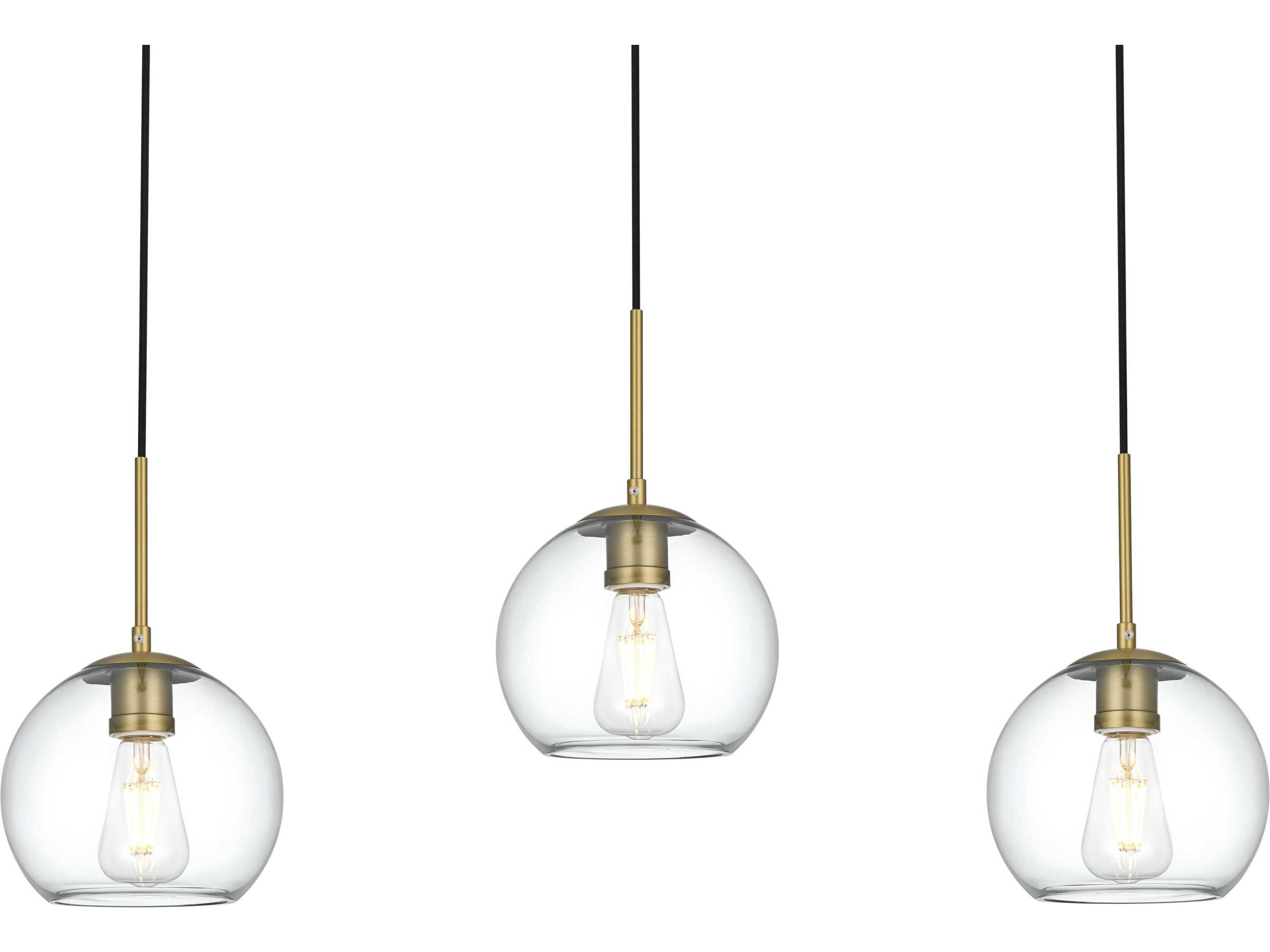 Elegant Lighting Baxter 3-Light Satin Gold Globe Island Pendant