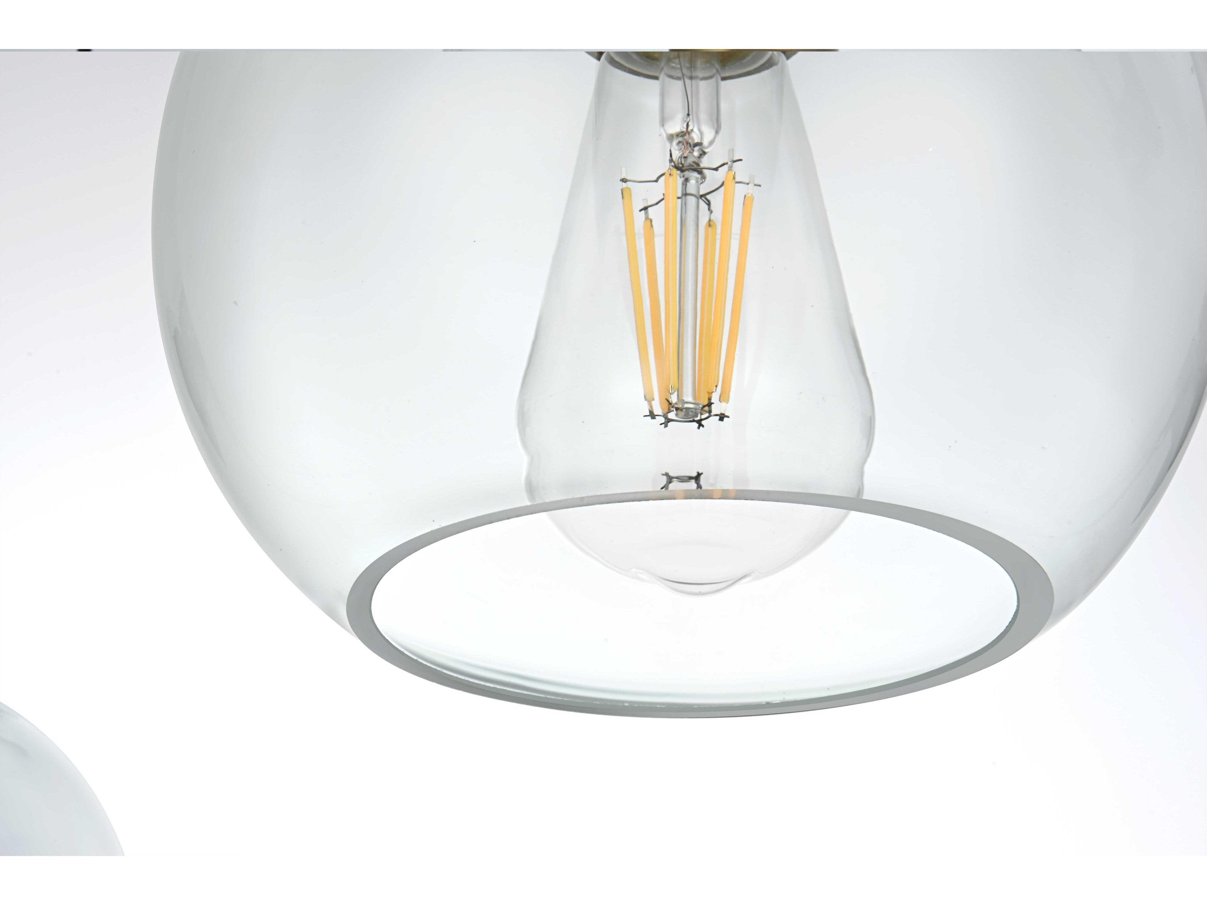 Elegant Lighting Baxter 3-Light Satin Gold Globe Island Pendant