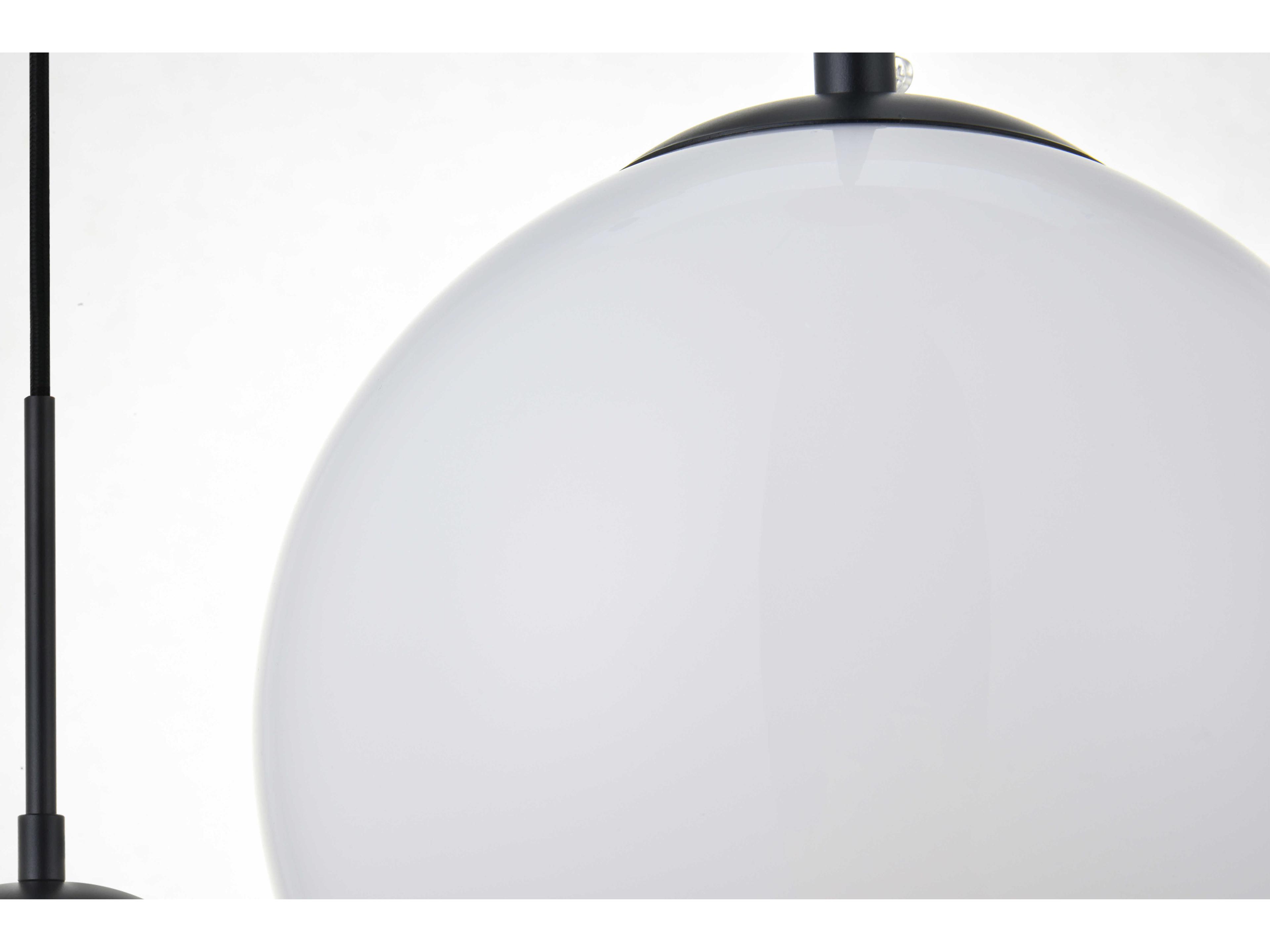 Elegant Lighting Baxter 3-Light Black Glass Globe Linear Island Pendant