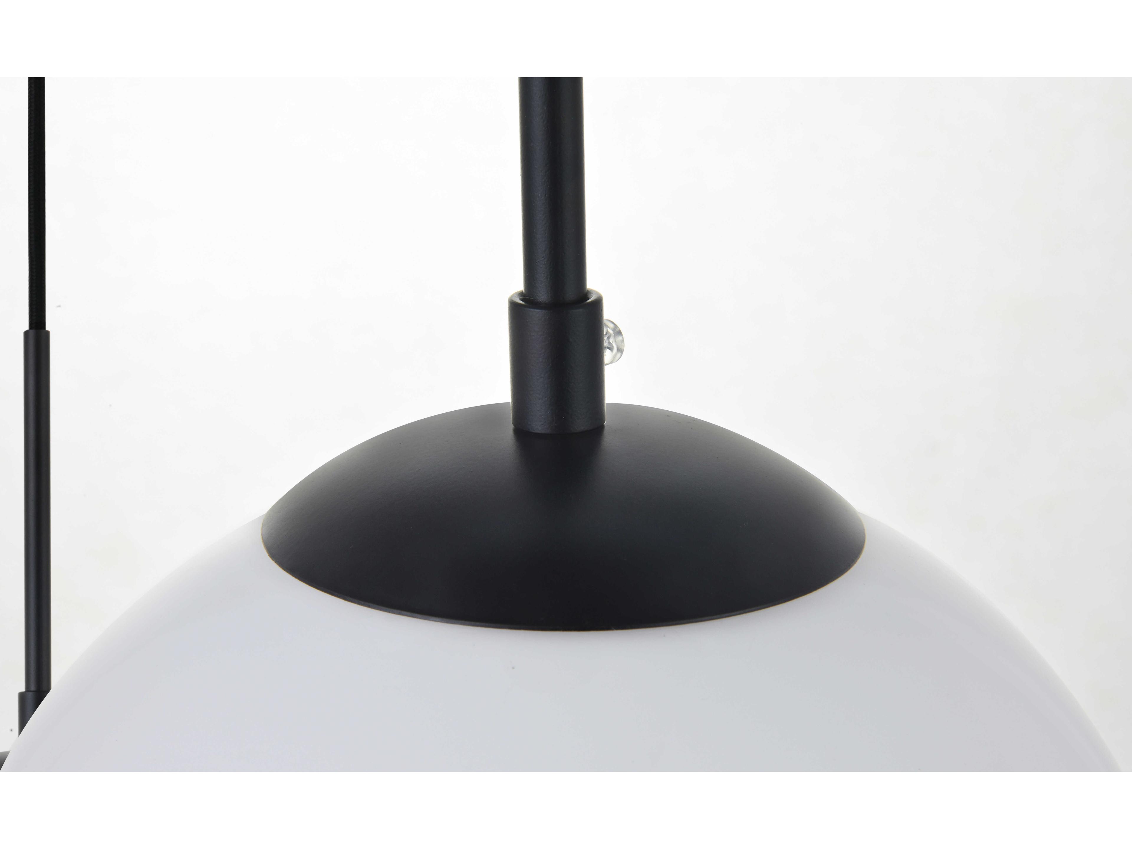 Elegant Lighting Baxter 3-Light Black Glass Globe Linear Island Pendant