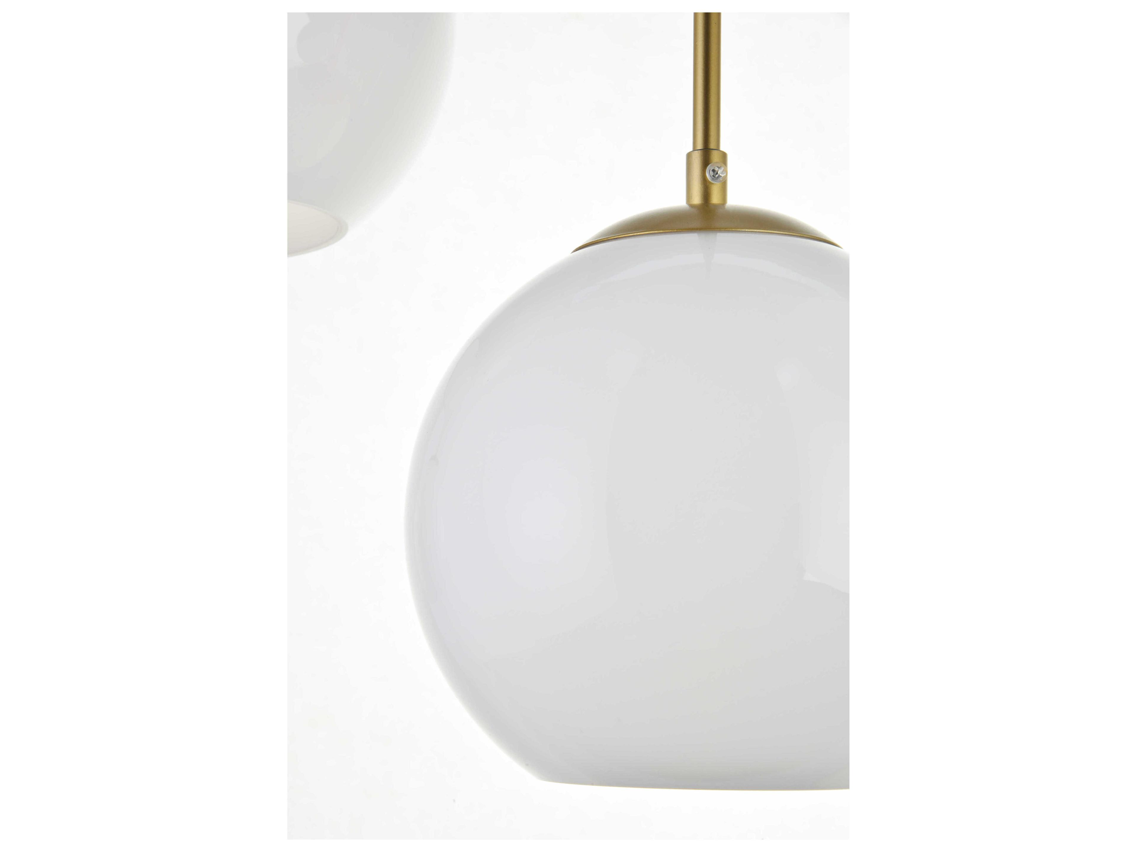 Elegant Lighting Baxter 3-Light Brass Glass Globe Linear Island Pendant