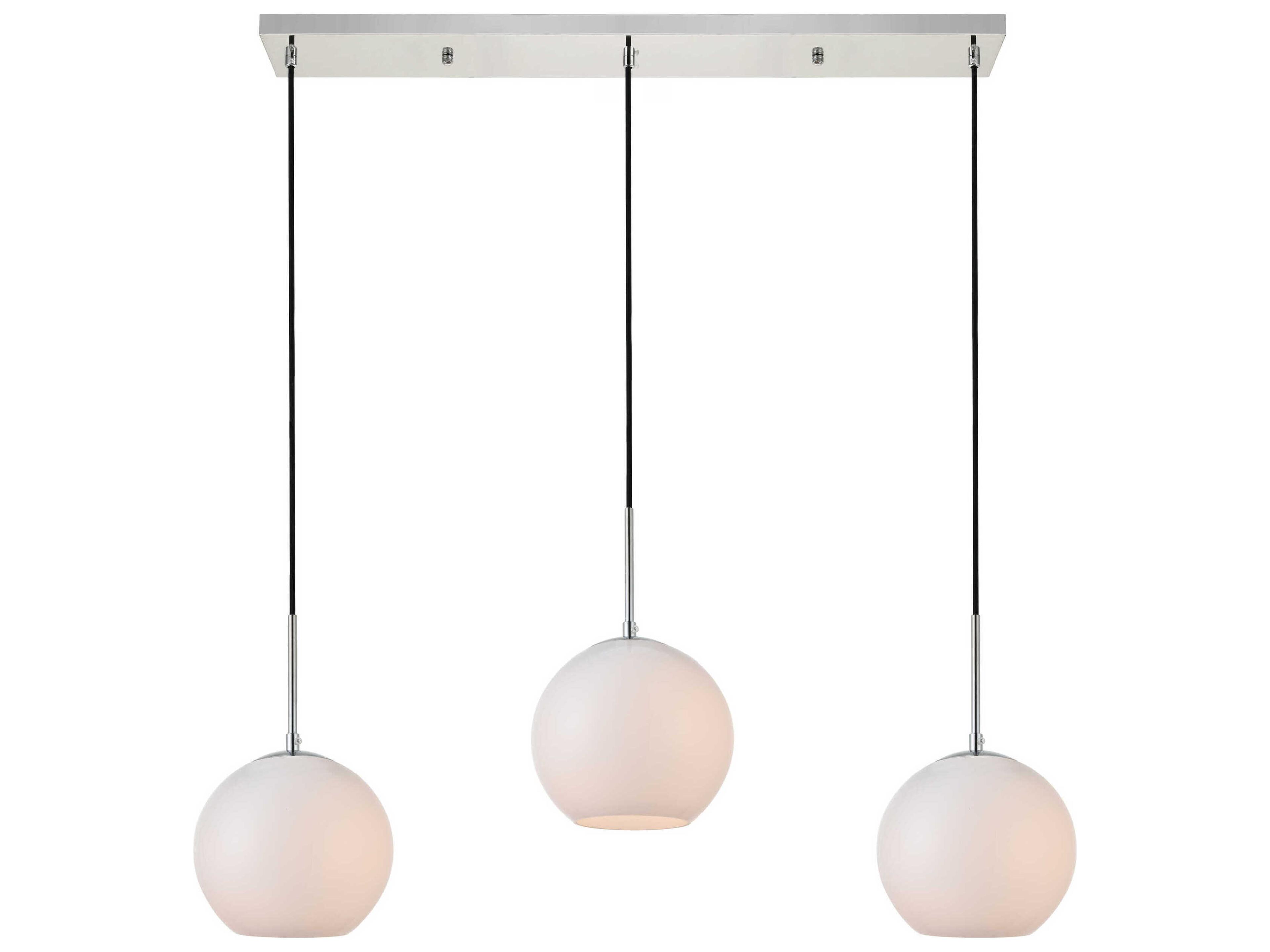 Baxter 3-Light Chrome Glass Globe Linear Island Pendant