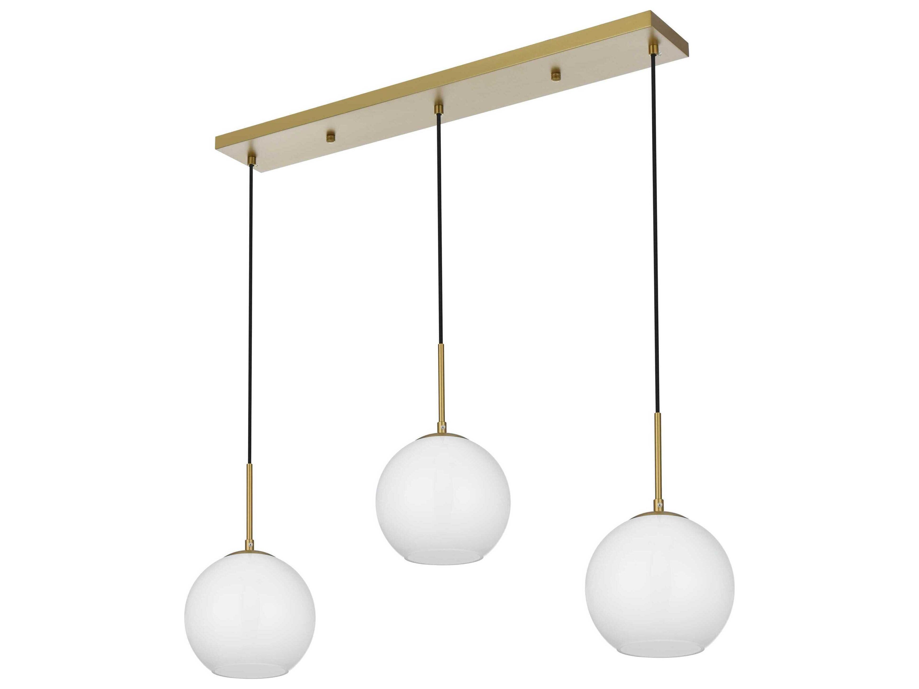 Elegant Lighting Baxter 3-Light Satin Gold Globe Island Pendant