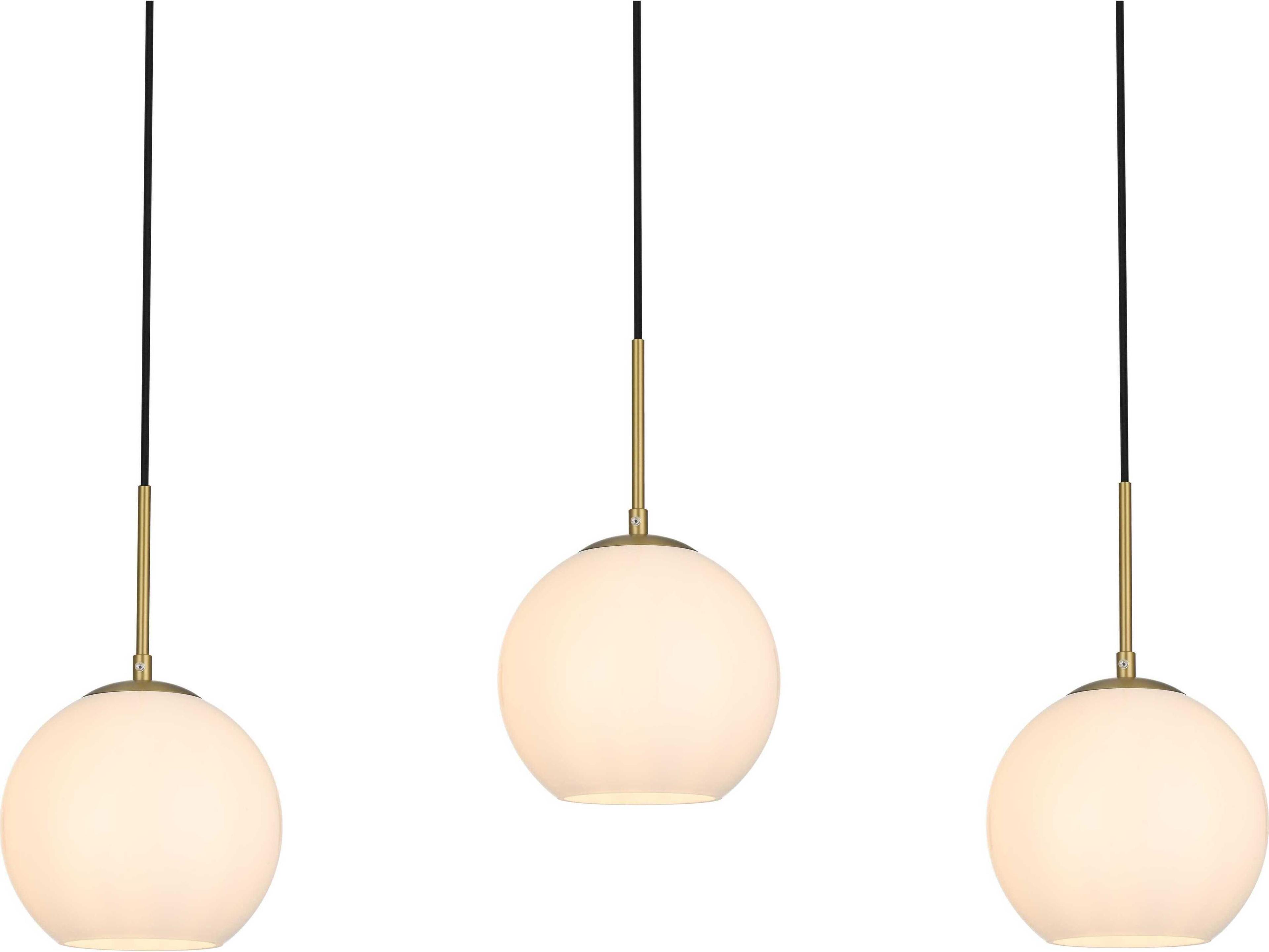Elegant Lighting Baxter 3-Light Satin Gold Globe Island Pendant