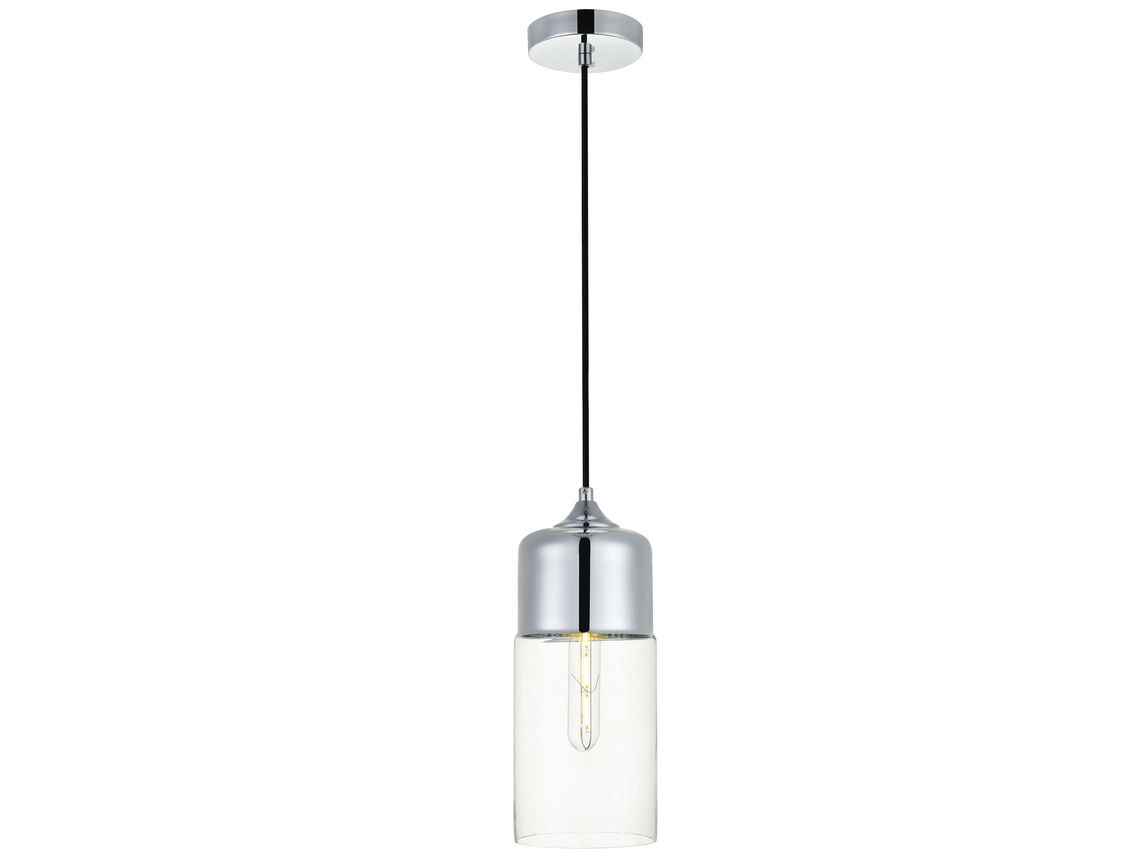 Ashwell 1-Light Chrome Glass Cylinder Mini Pendant