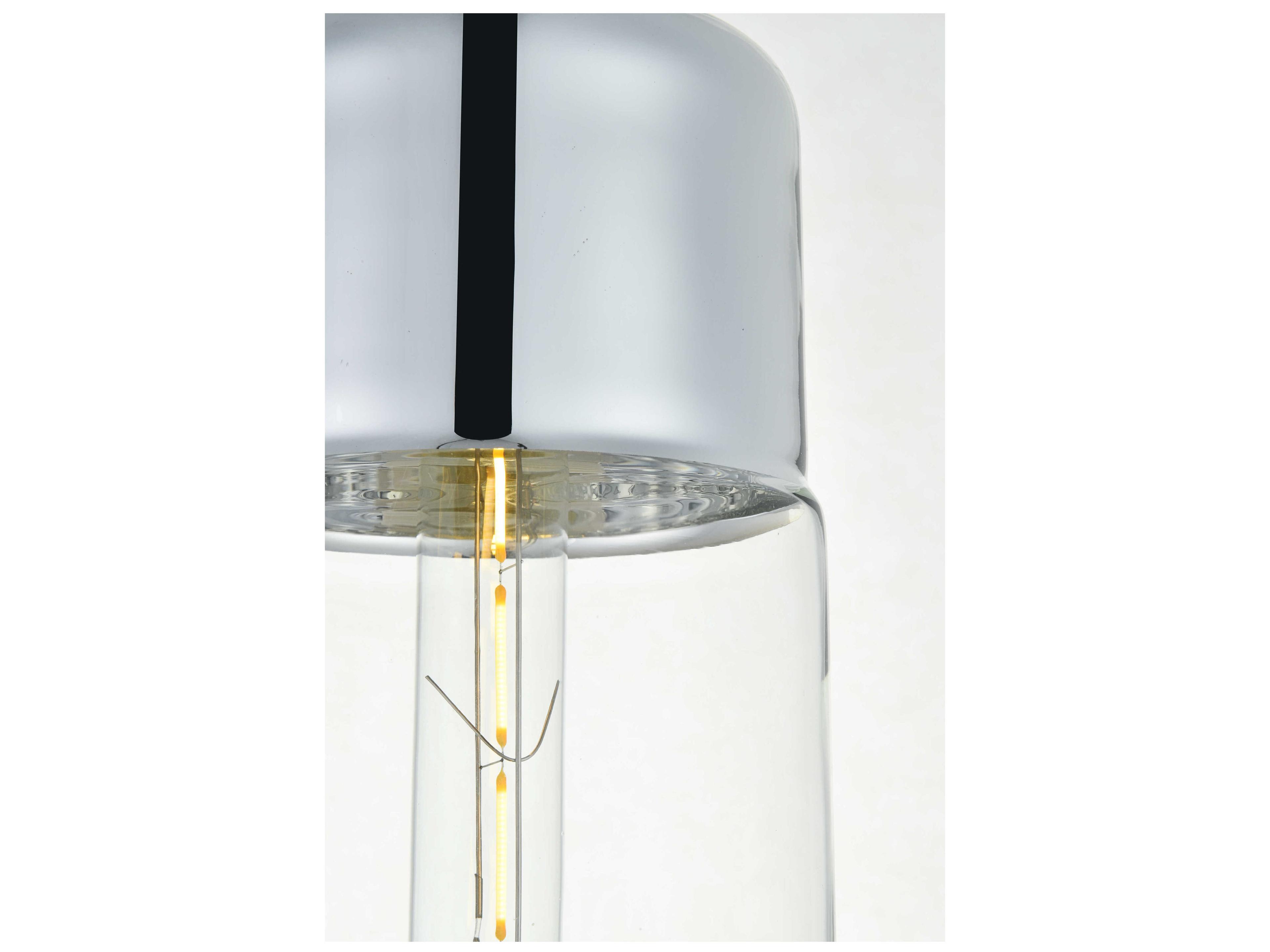 Elegant Lighting Ashwell 1-Light Chrome Glass Cylinder Mini Pendant