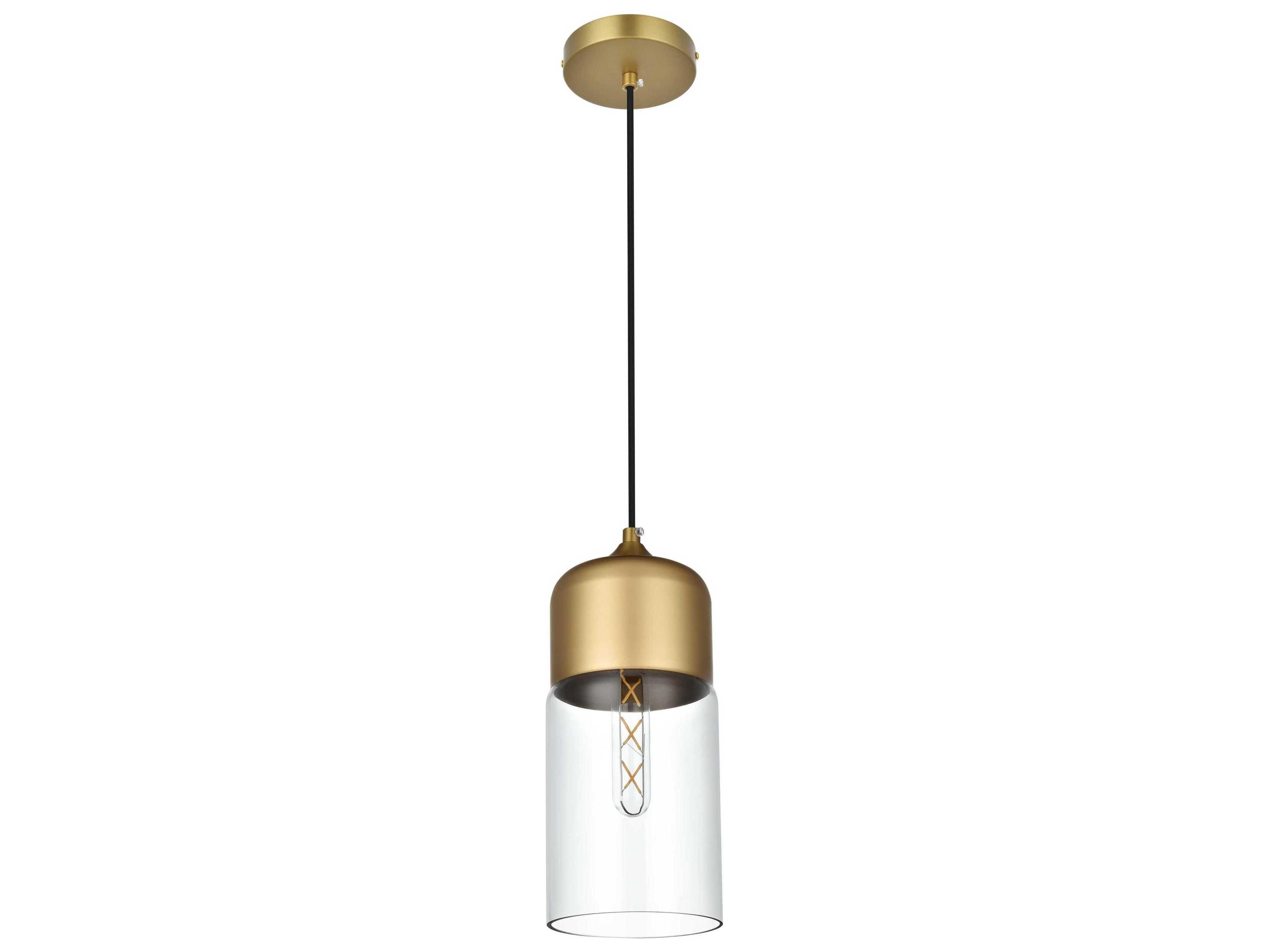 Elegant Lighting Ashwell 1-Light Satin Gold Mini Pendant