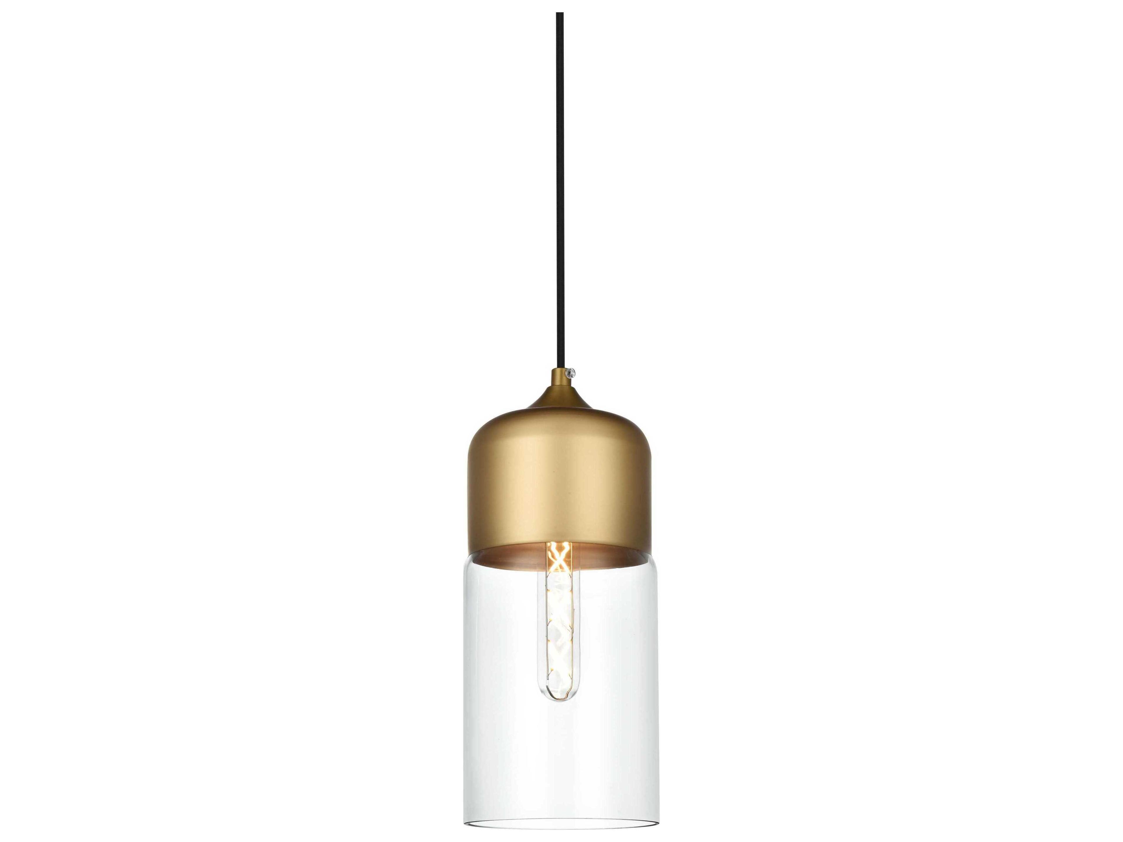 Elegant Lighting Ashwell 1-Light Satin Gold Mini Pendant