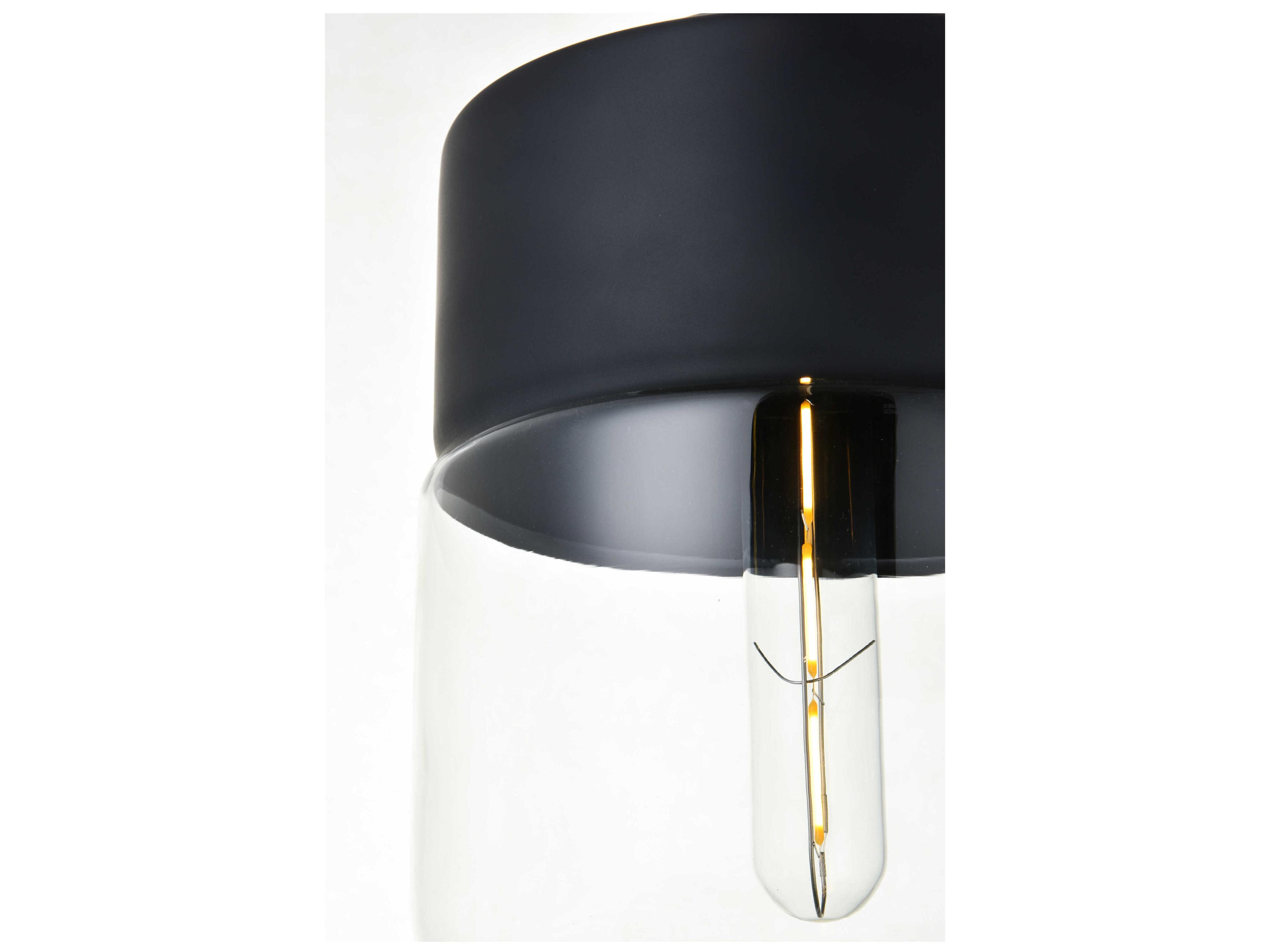 Elegant Lighting Ashwell 1-Light Black Glass Mini Pendant