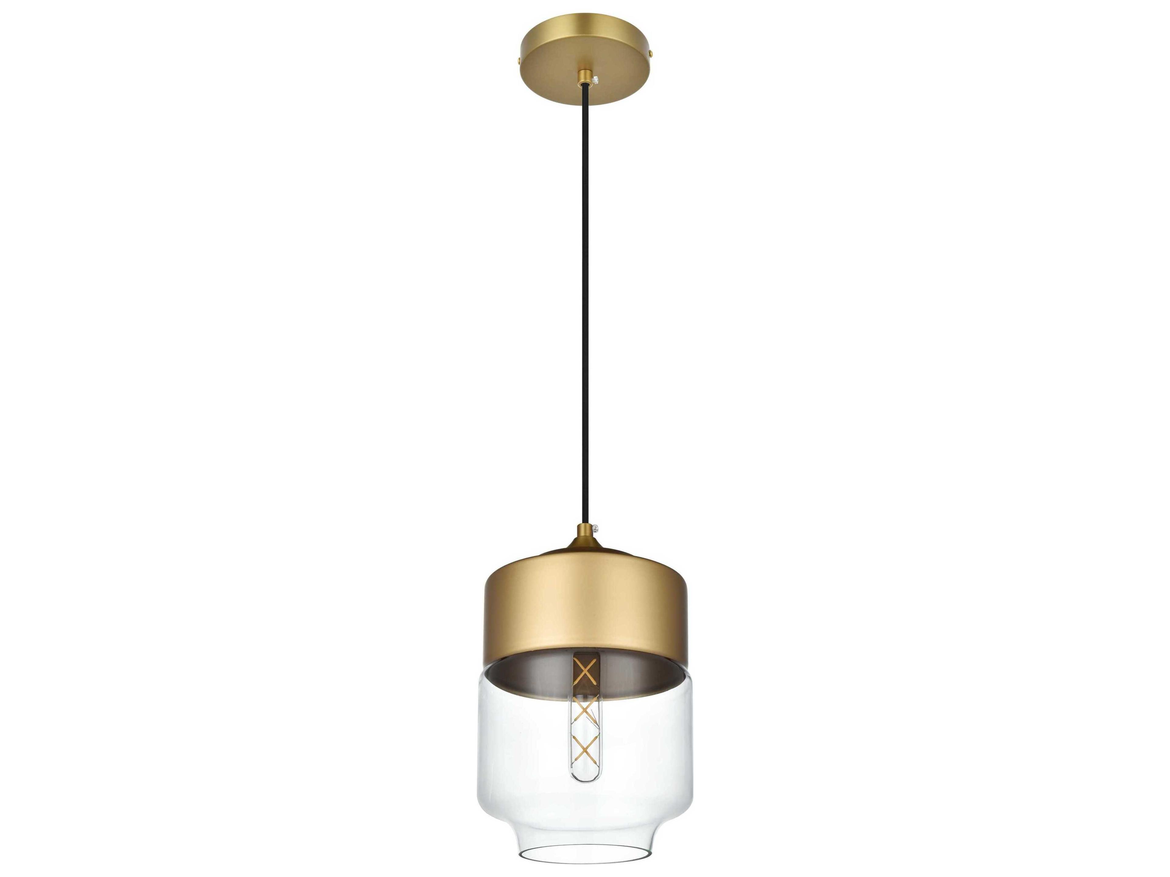 Elegant Lighting Ashwell 1-Light Satin Gold Mini Pendant