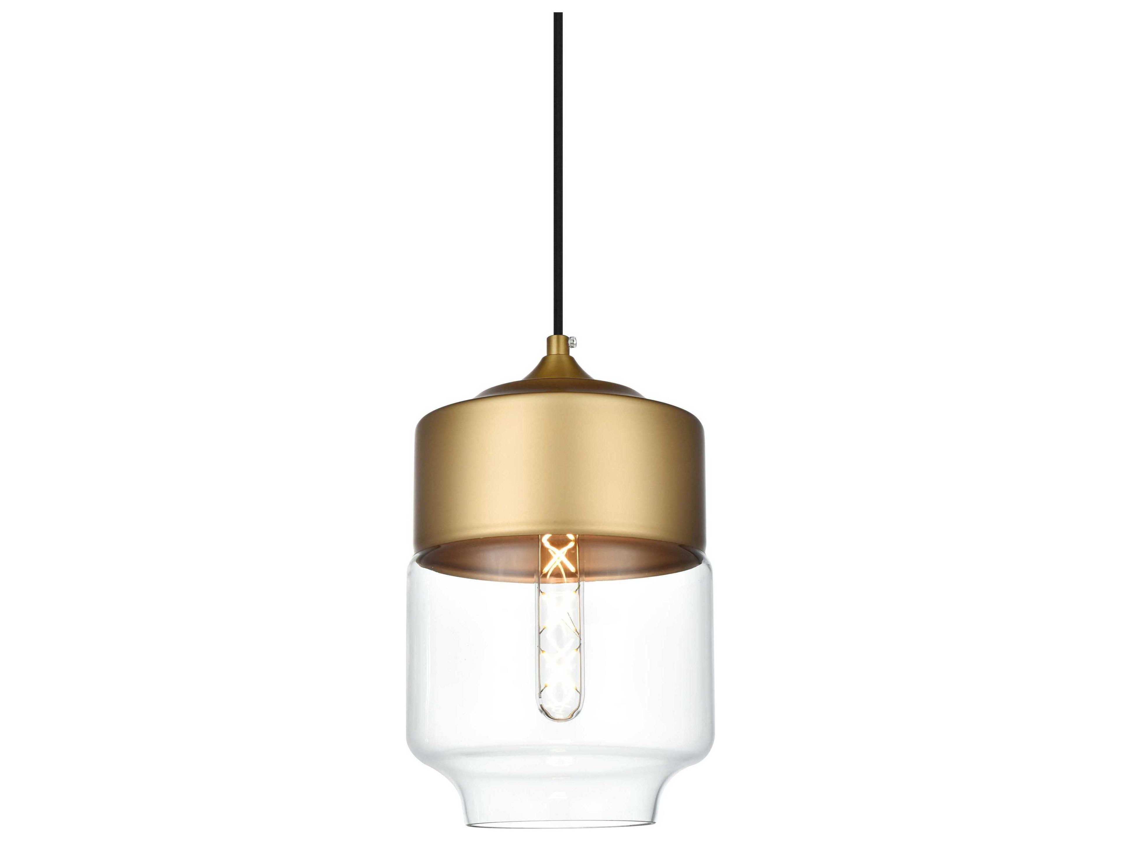 Elegant Lighting Ashwell 1-Light Satin Gold Mini Pendant