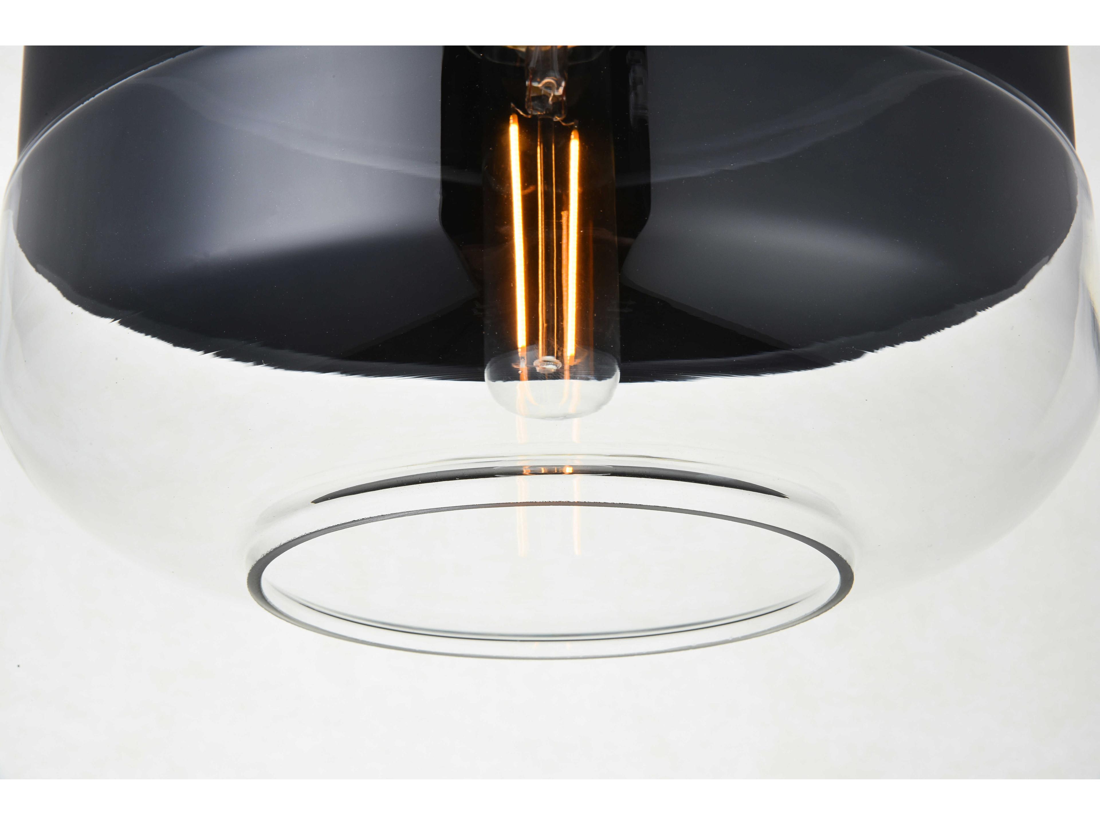 Elegant Lighting Ashwell 1-Light Black Glass Mini Pendant