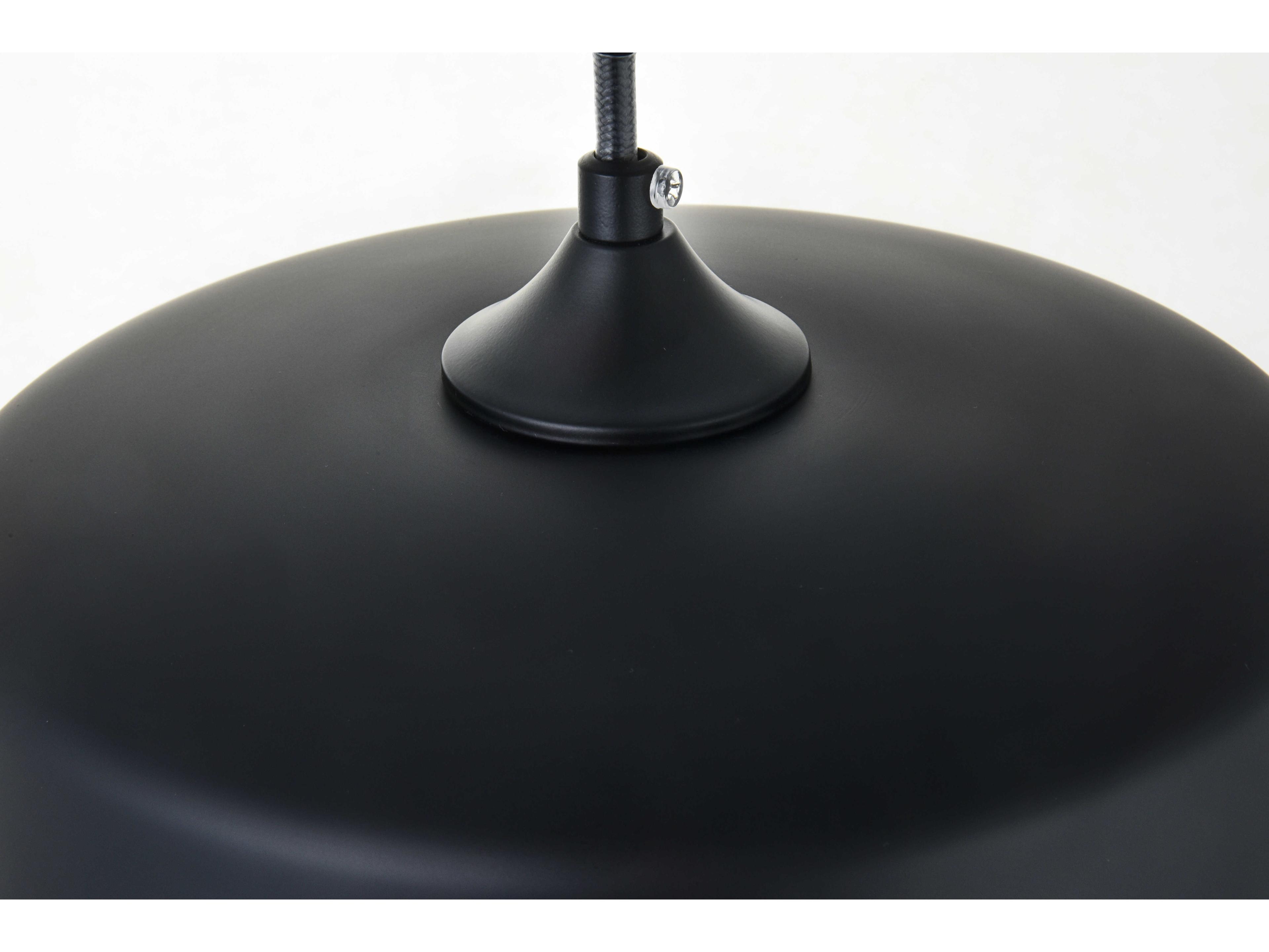 Elegant Lighting Ashwell 1-Light Black Glass Mini Pendant