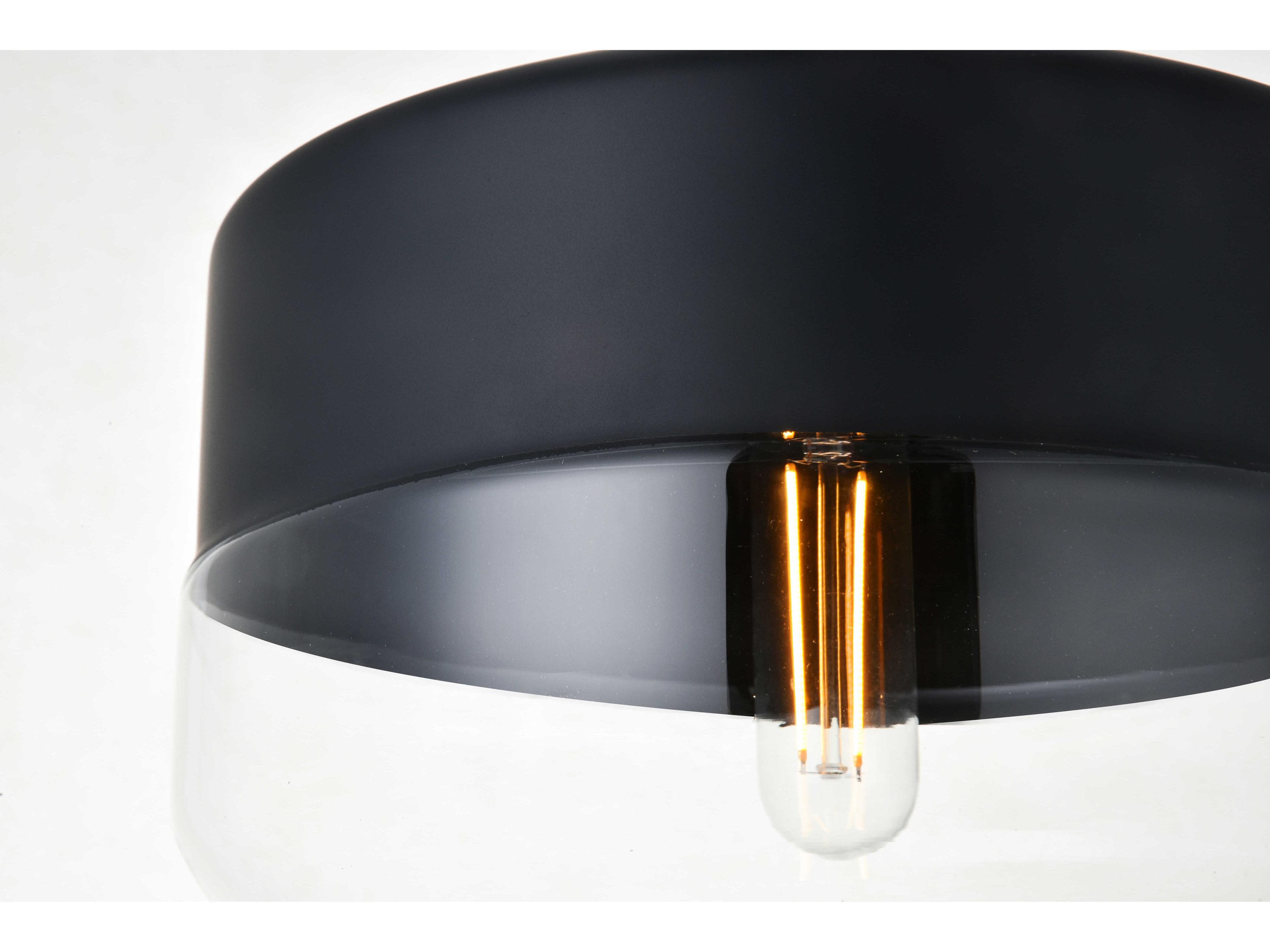 Elegant Lighting Ashwell 1-Light Black Glass Mini Pendant