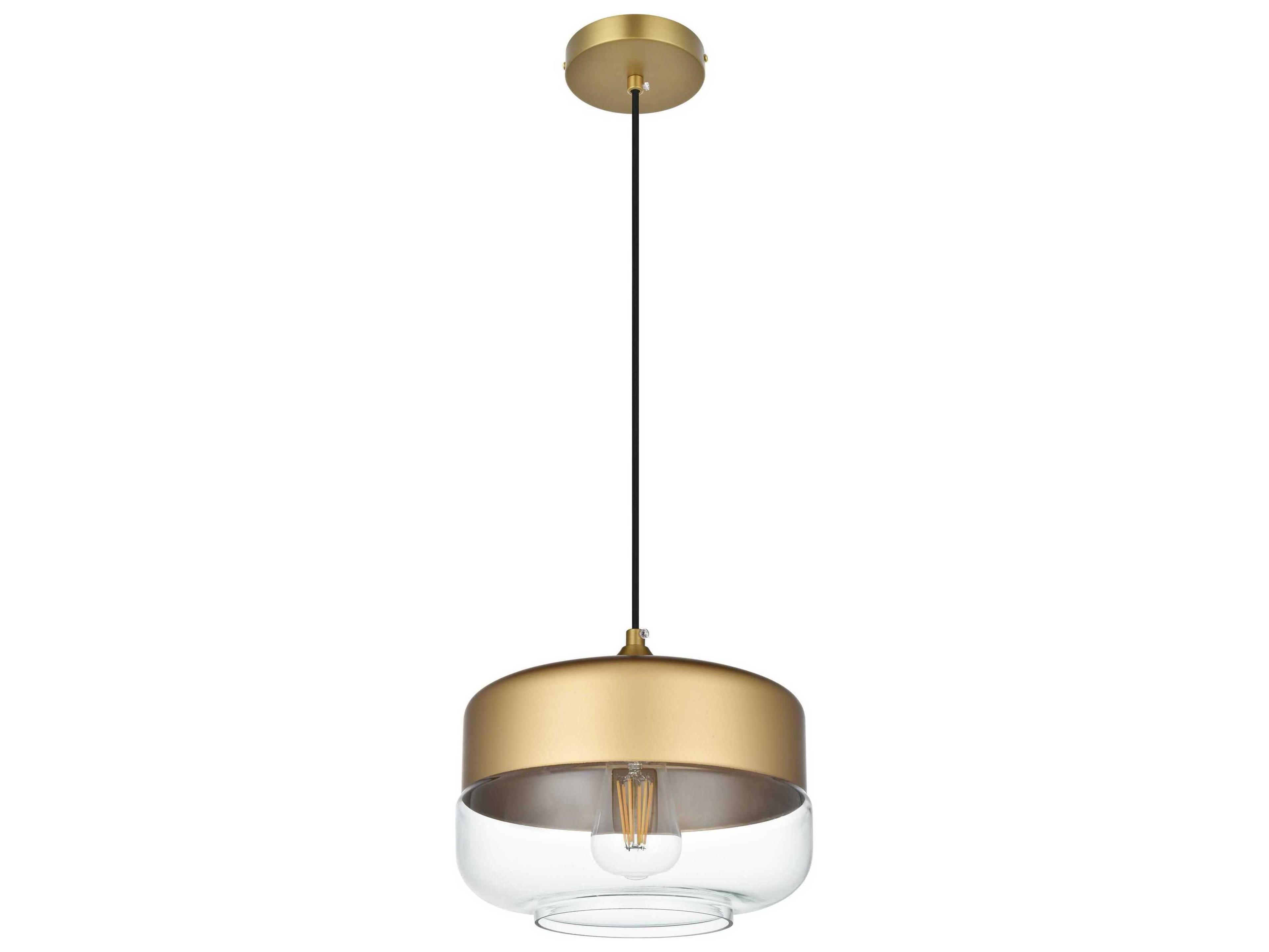 Elegant Lighting Ashwell 1-Light Satin Gold Mini Pendant