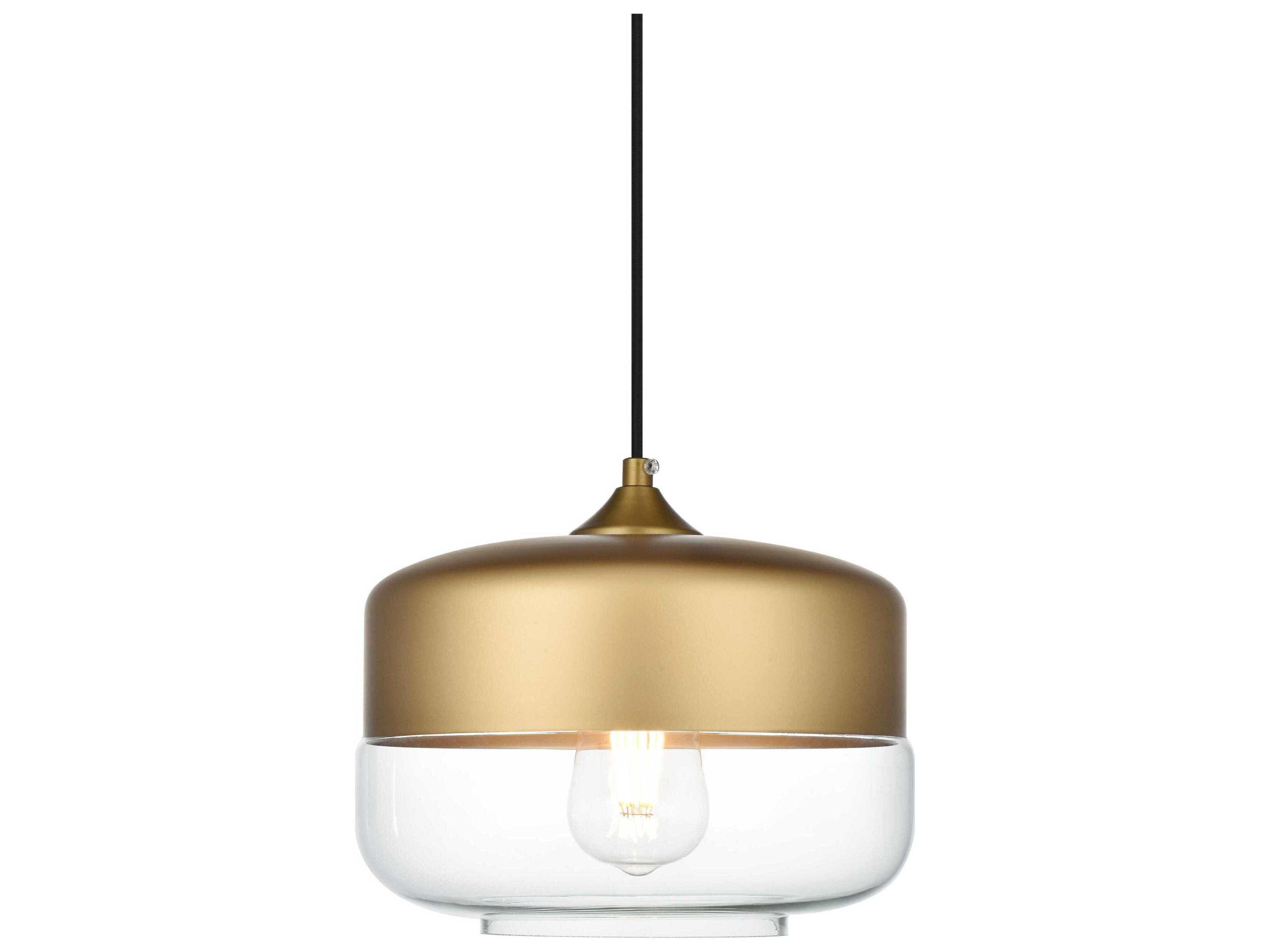 Elegant Lighting Ashwell 1-Light Satin Gold Mini Pendant
