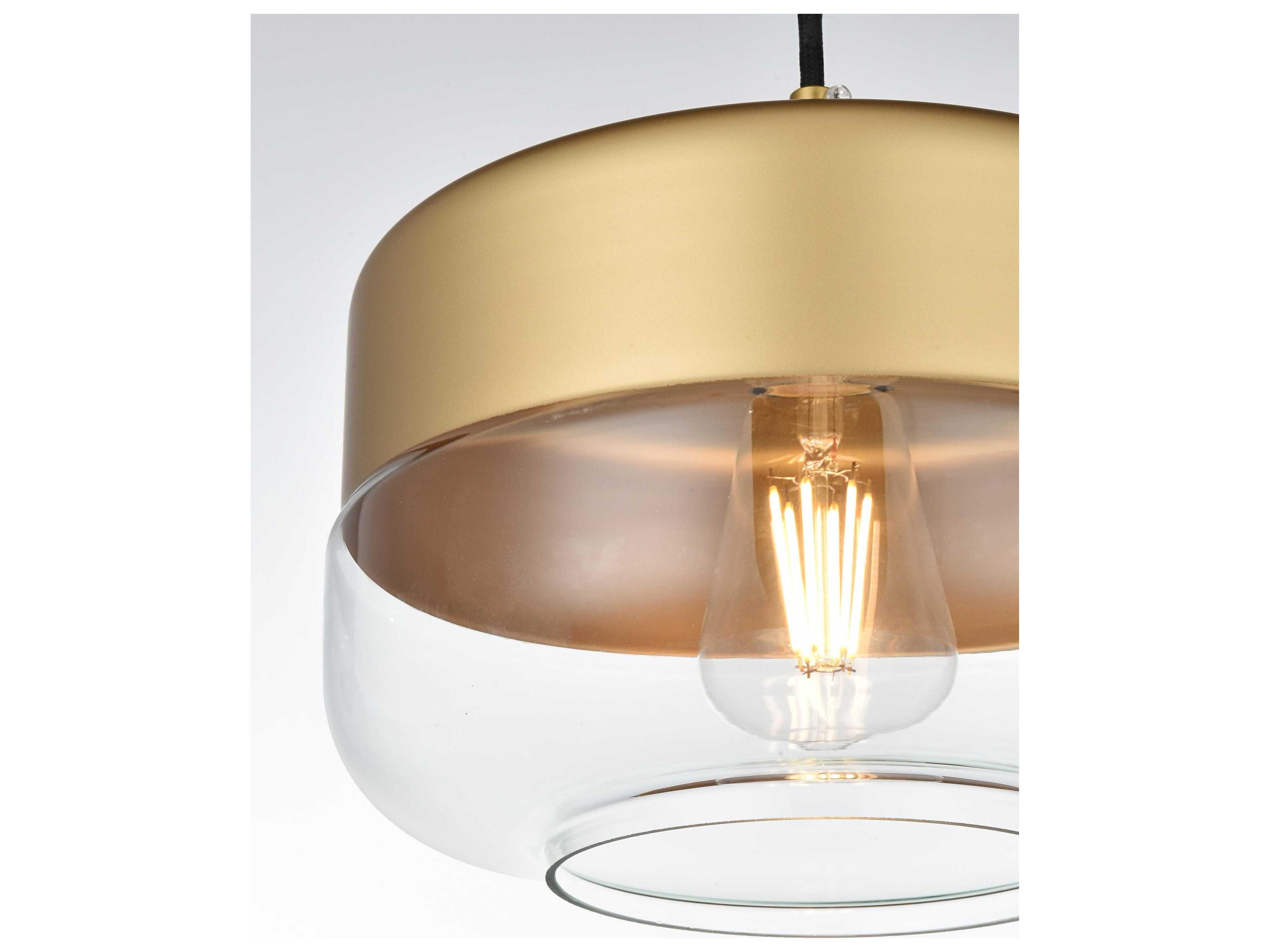 Elegant Lighting Ashwell 1-Light Satin Gold Mini Pendant