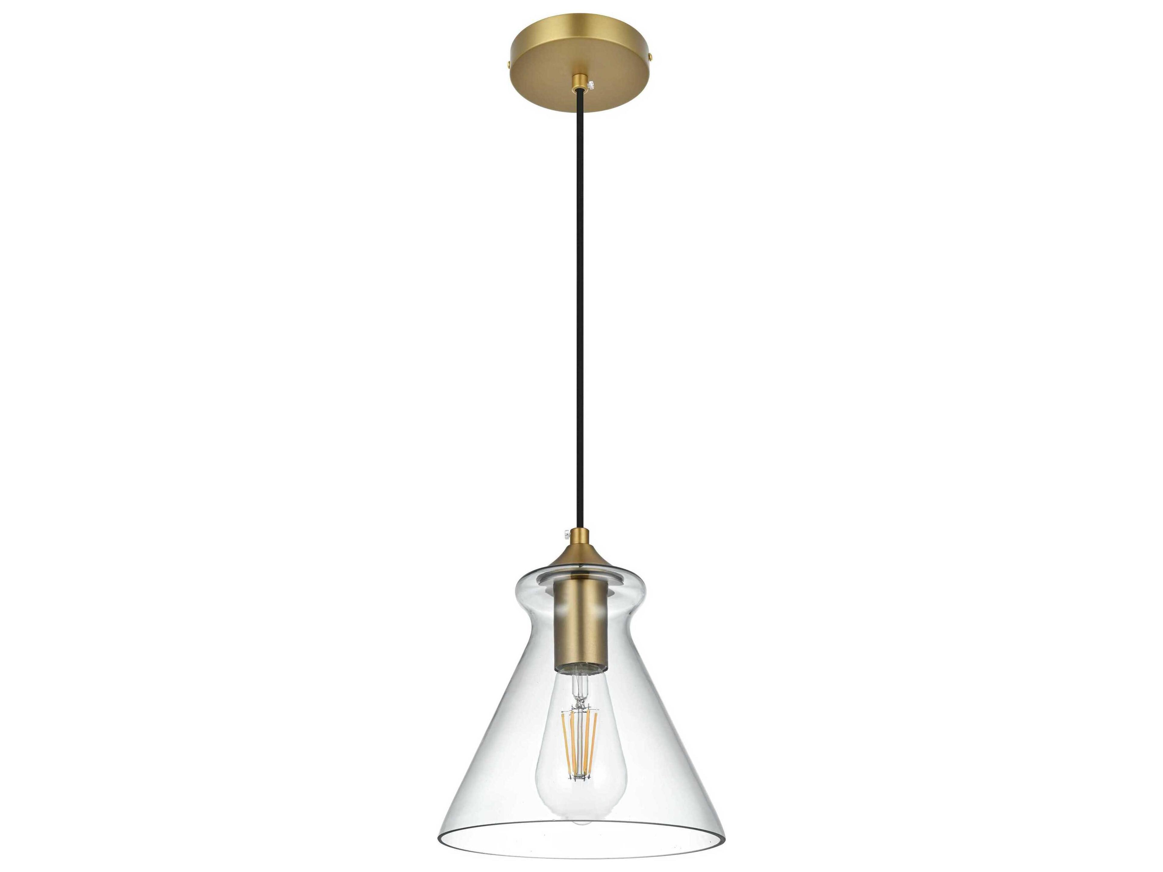 Elegant Lighting Destry 1-Light Satin Gold Mini Pendant