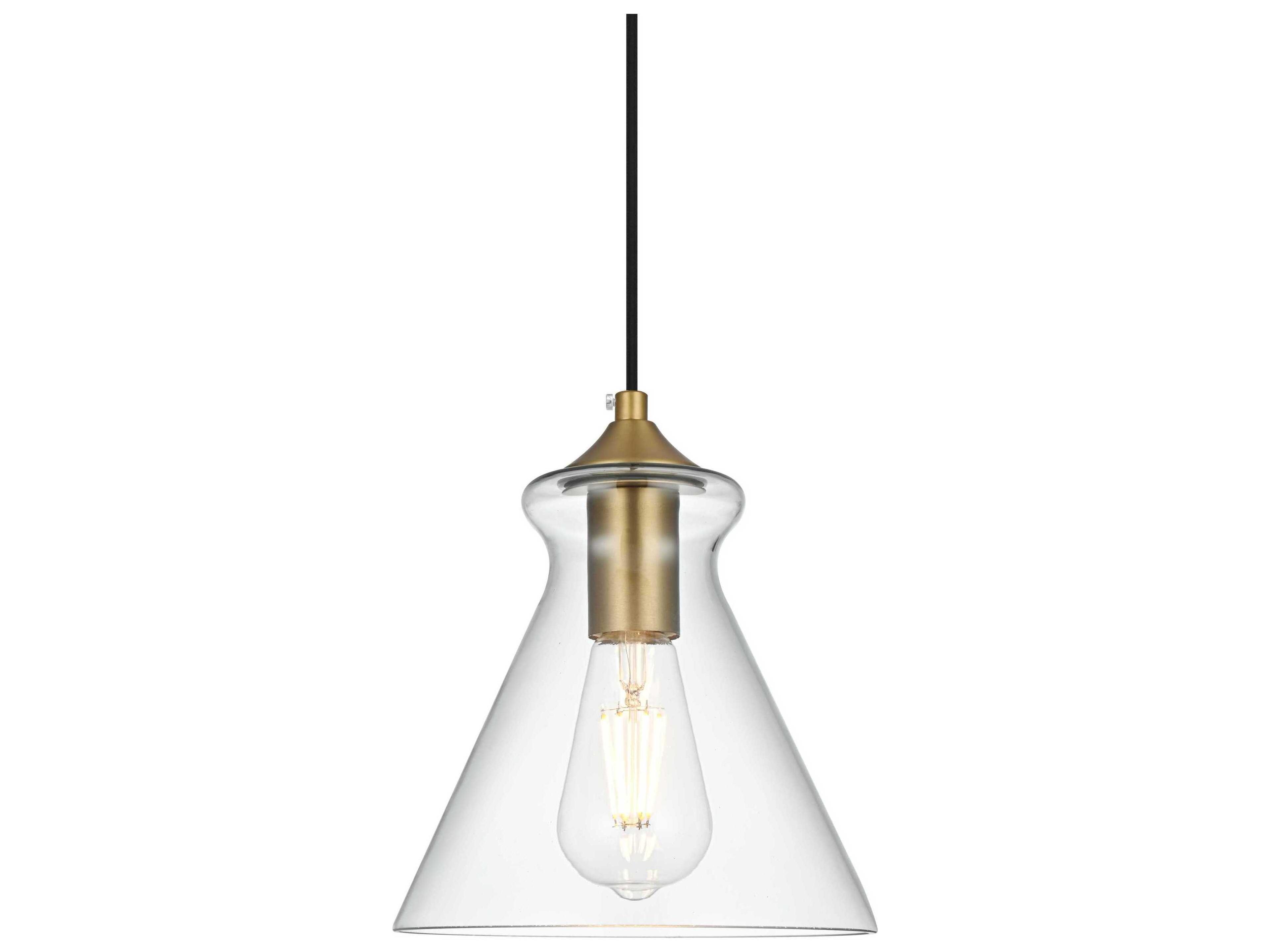 Elegant Lighting Destry 1-Light Satin Gold Mini Pendant