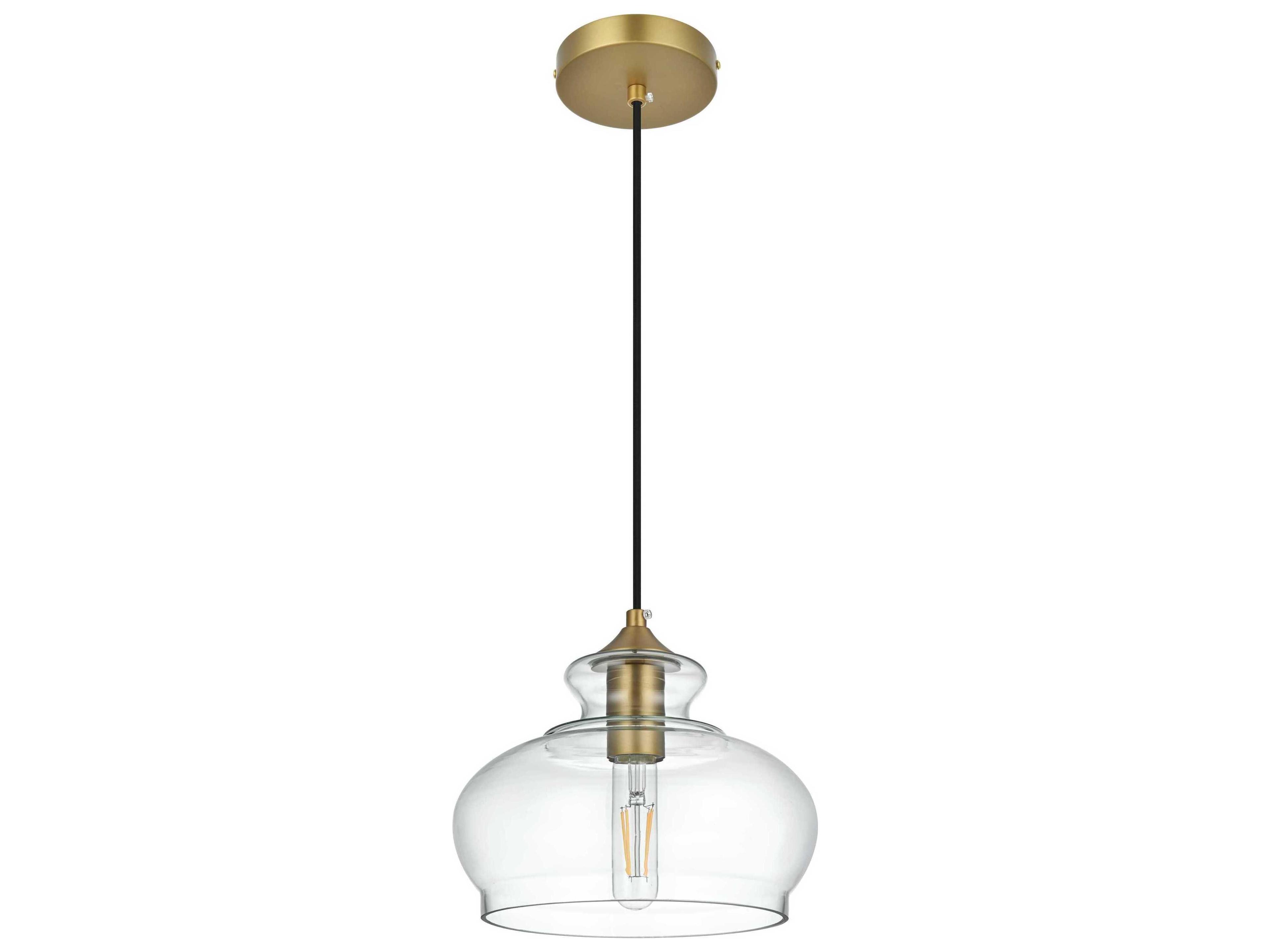 Elegant Lighting Destry 1-Light Satin Gold Mini Pendant
