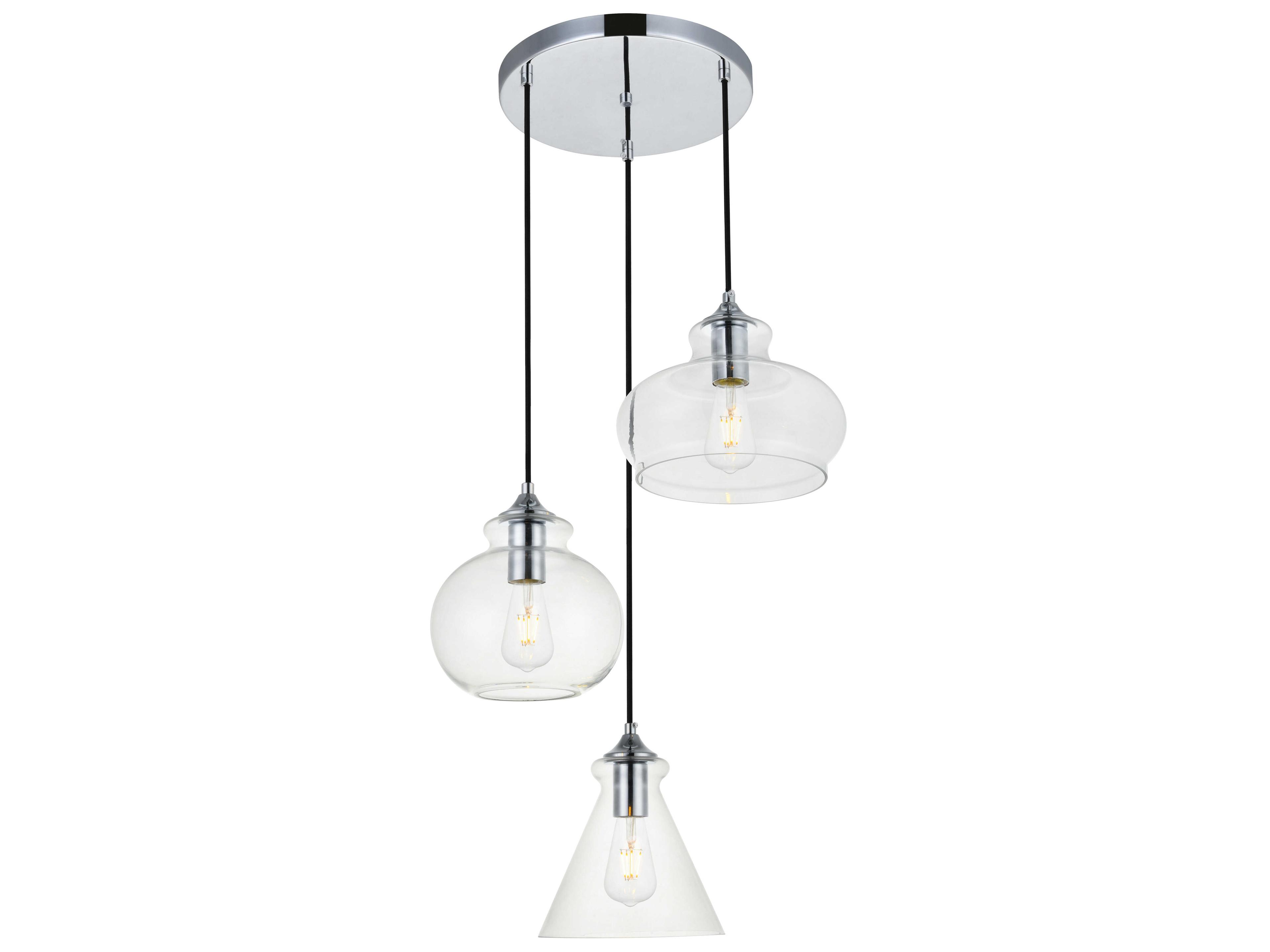 Destry 3-Light Chrome Glass Geometric Pendant