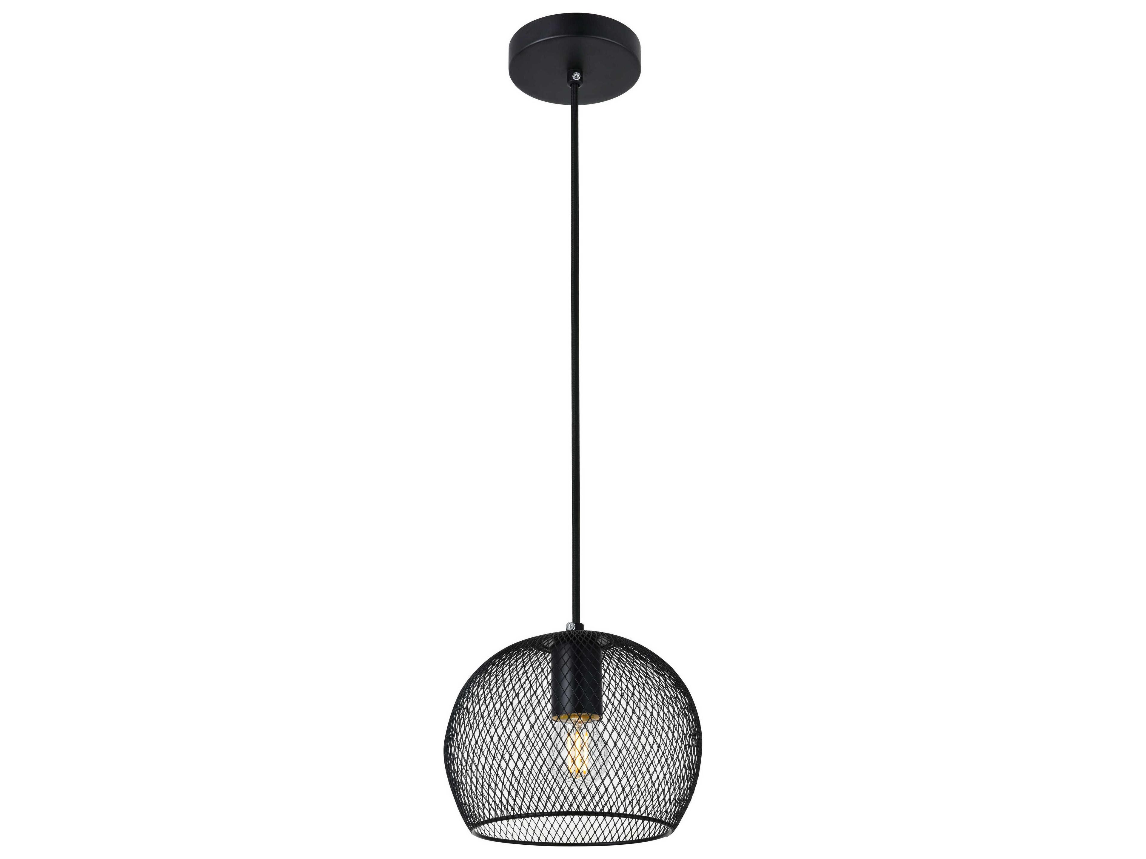 Elegant Lighting Keller 1-Light Black Dome Mini Pendant
