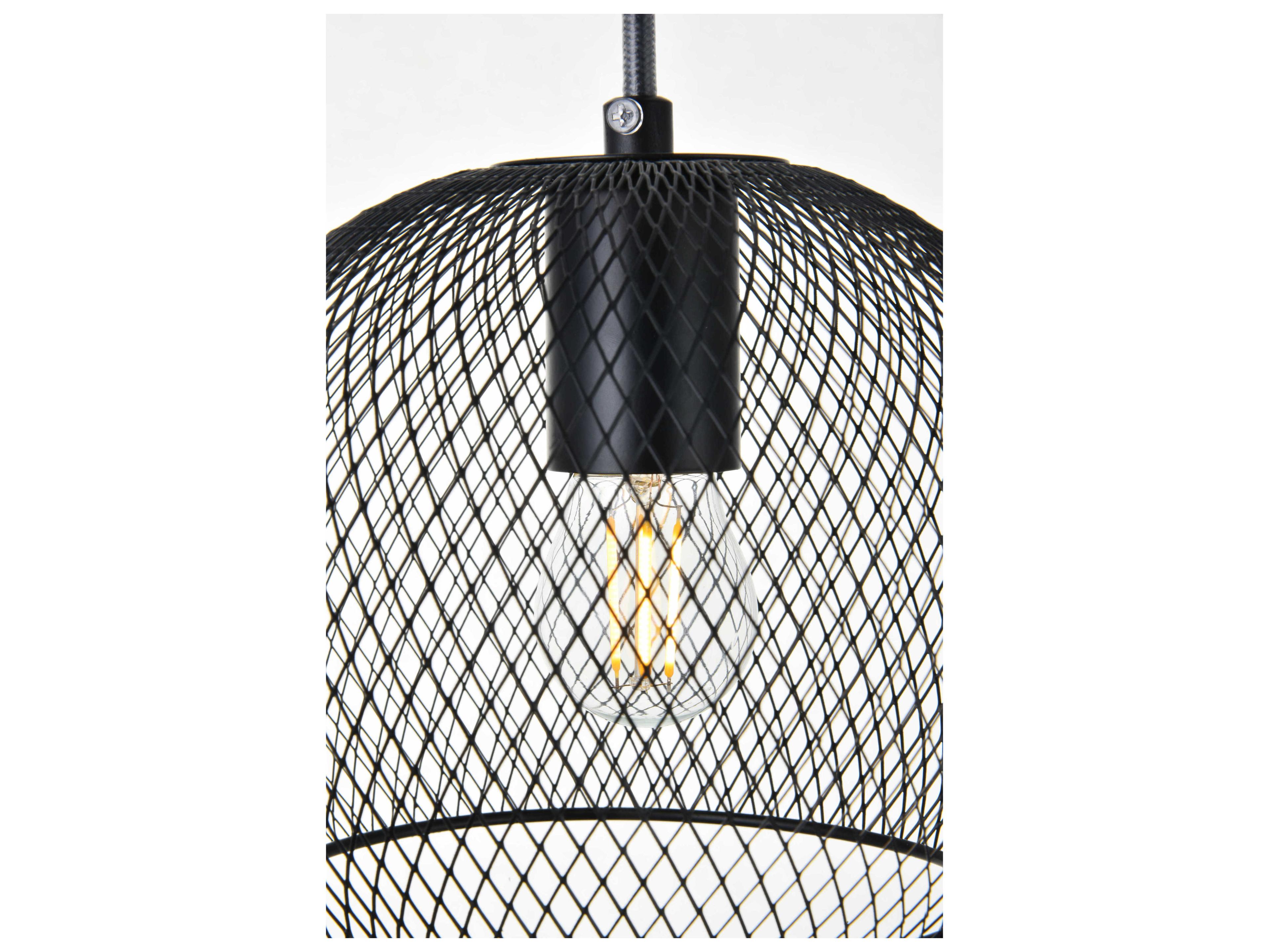 Elegant Lighting Keller 1-Light Black Dome Mini Pendant