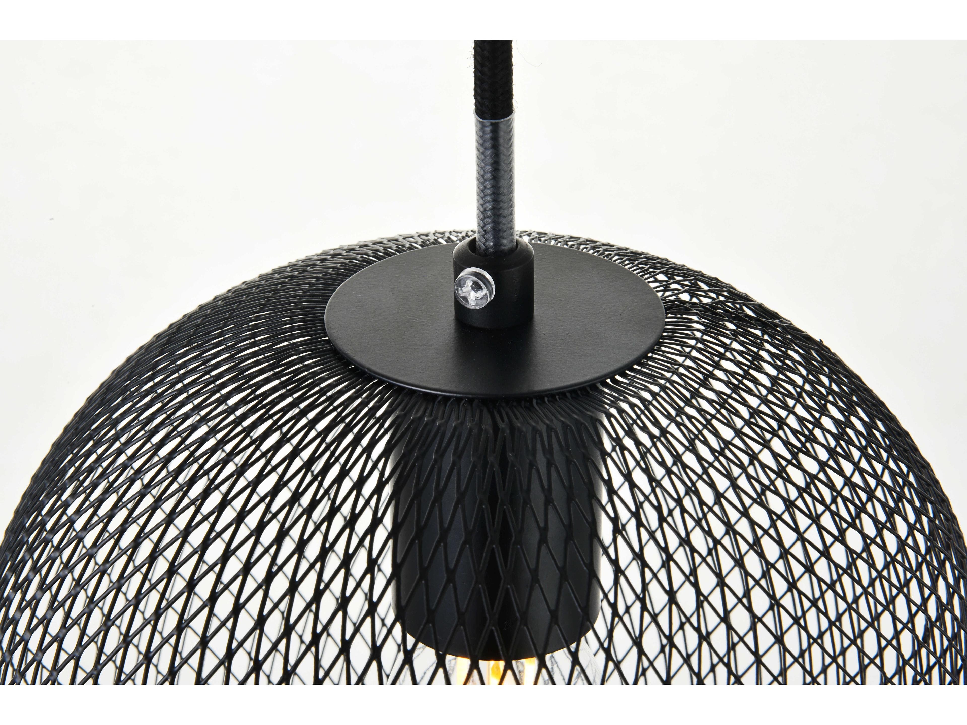 Elegant Lighting Keller 1-Light Black Dome Mini Pendant