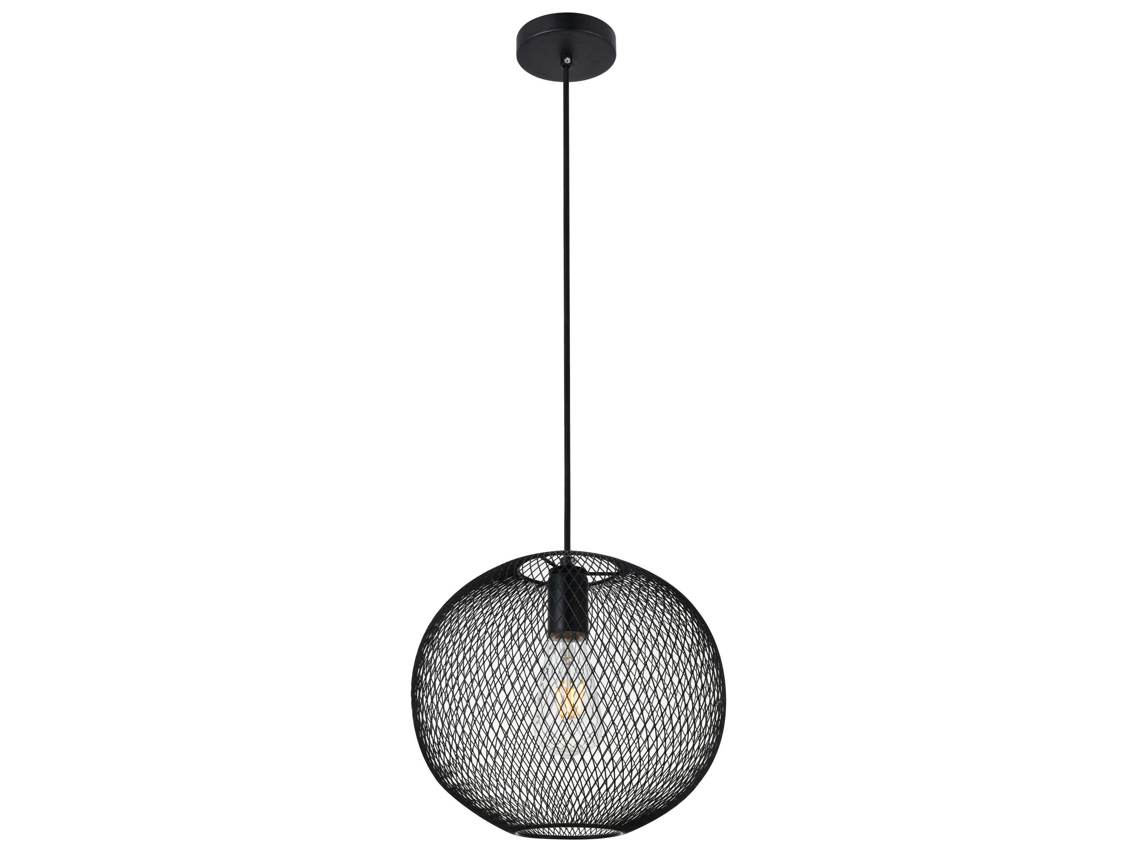 Elegant Lighting Keller 1-Light Black Globe Pendant