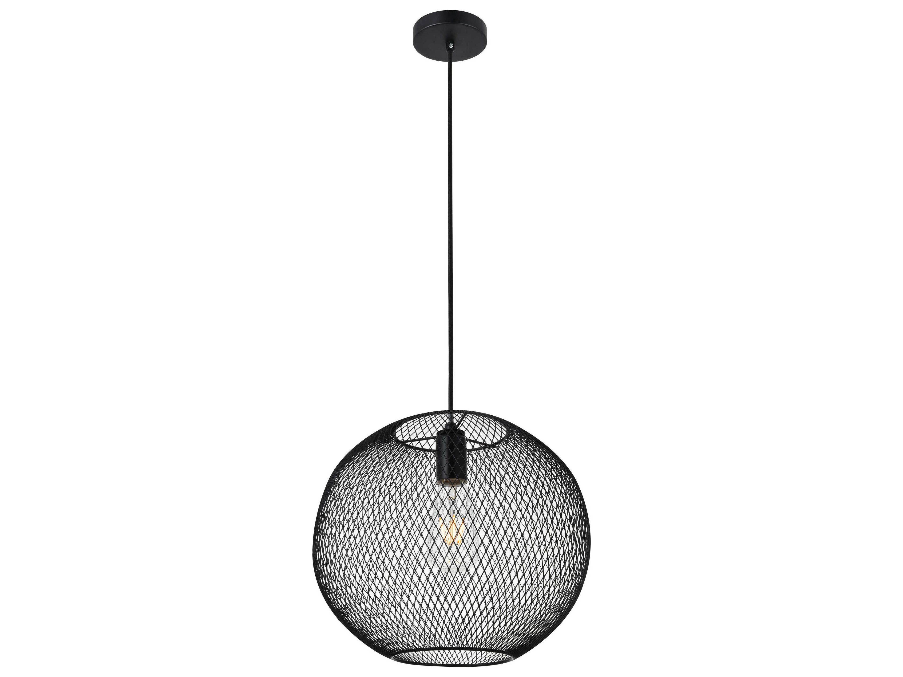 Elegant Lighting Keller 1-Light Black Globe Pendant