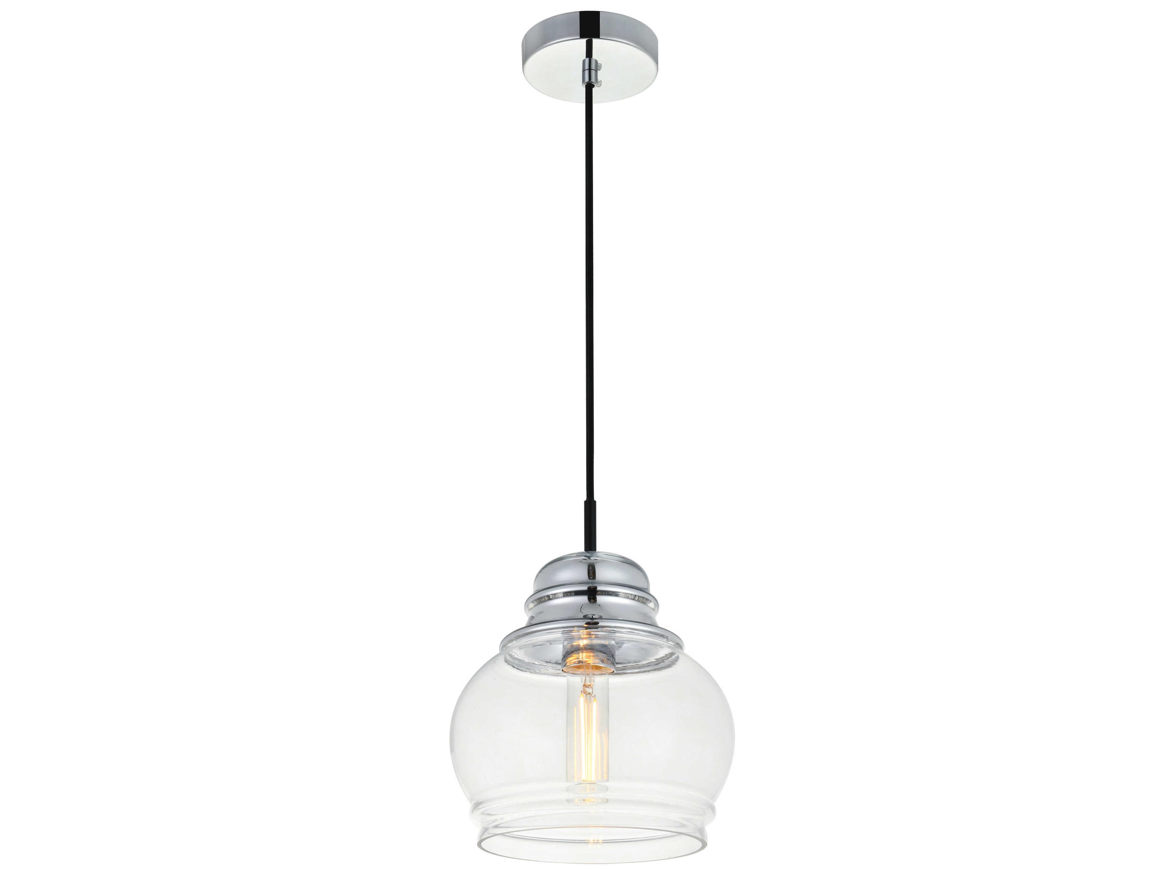 Elegant Lighting Kenna 1-Light Chrome Glass Mini Pendant