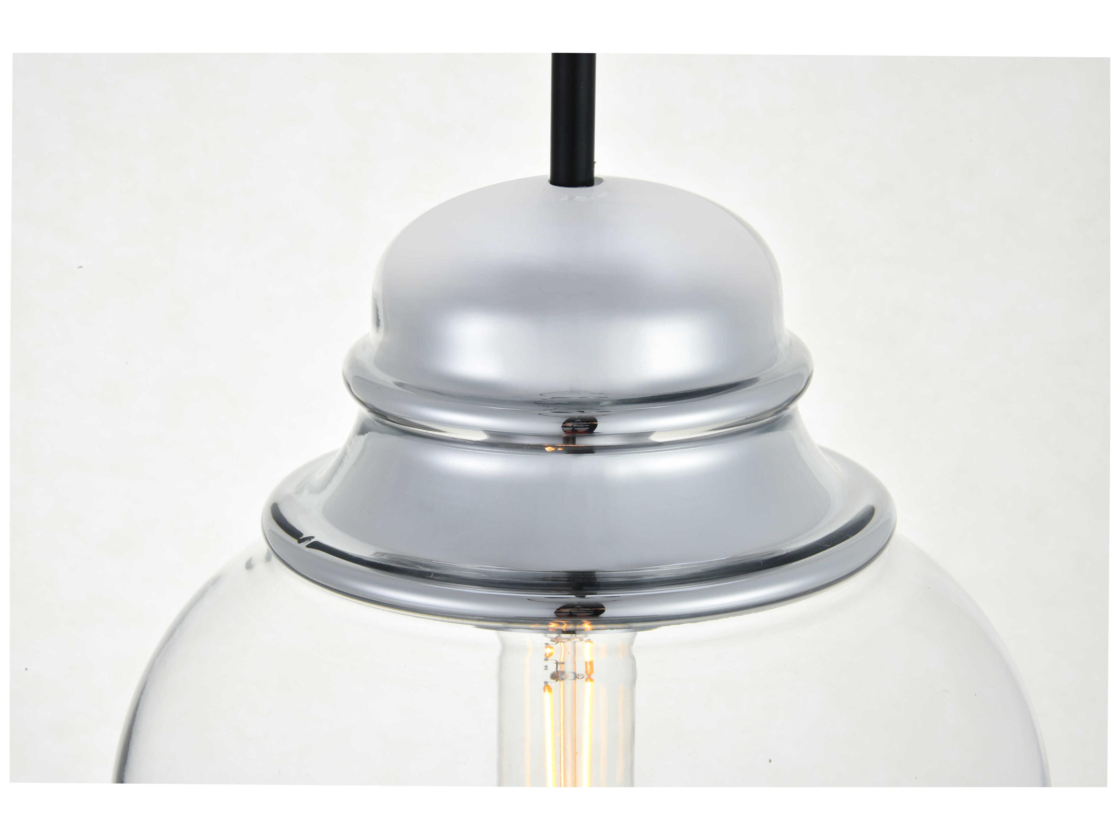 Elegant Lighting Kenna 1-Light Chrome Glass Mini Pendant