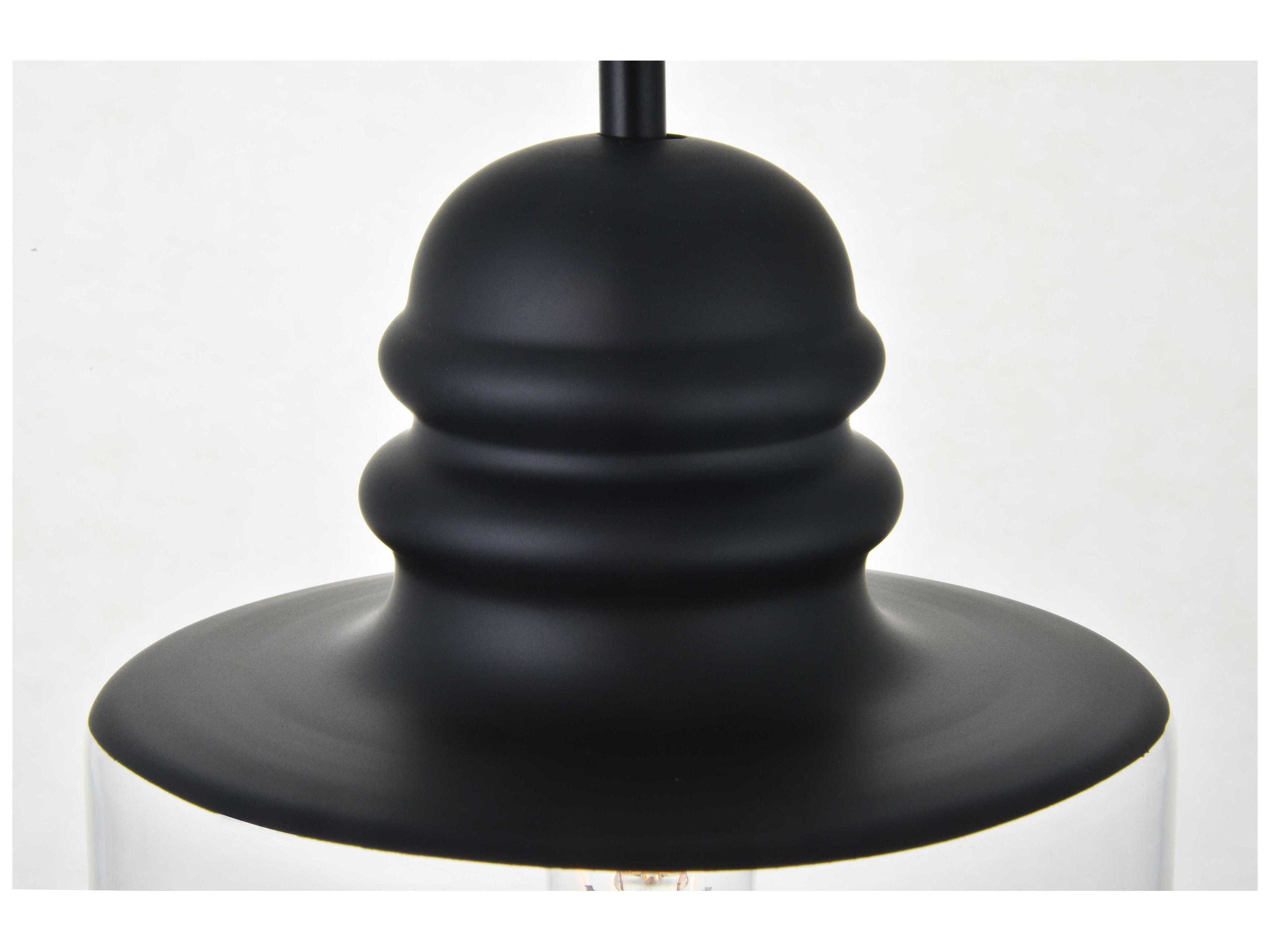 Elegant Lighting Kenna 1-Light Black Glass Mini Pendant