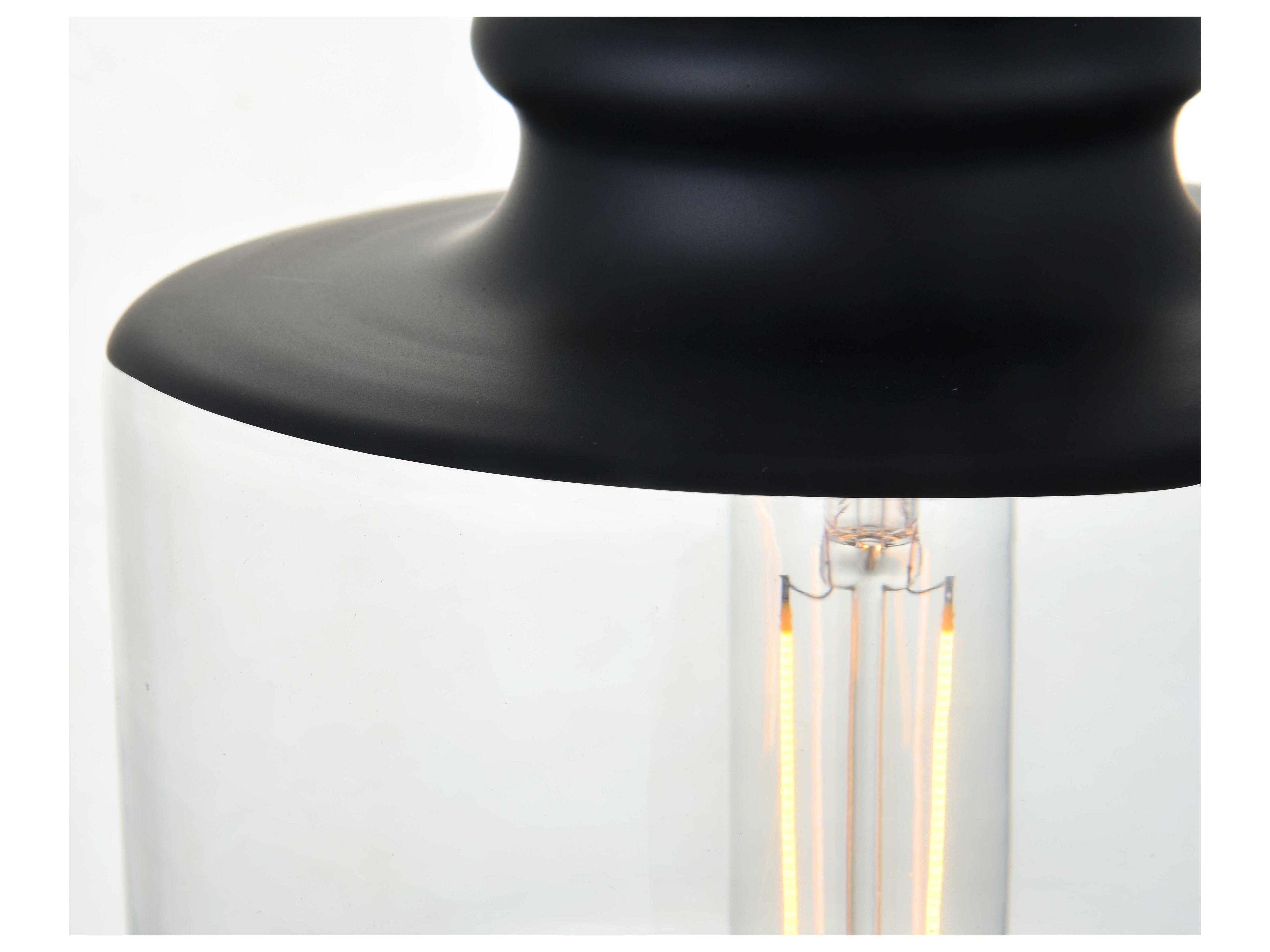 Elegant Lighting Kenna 1-Light Black Glass Mini Pendant