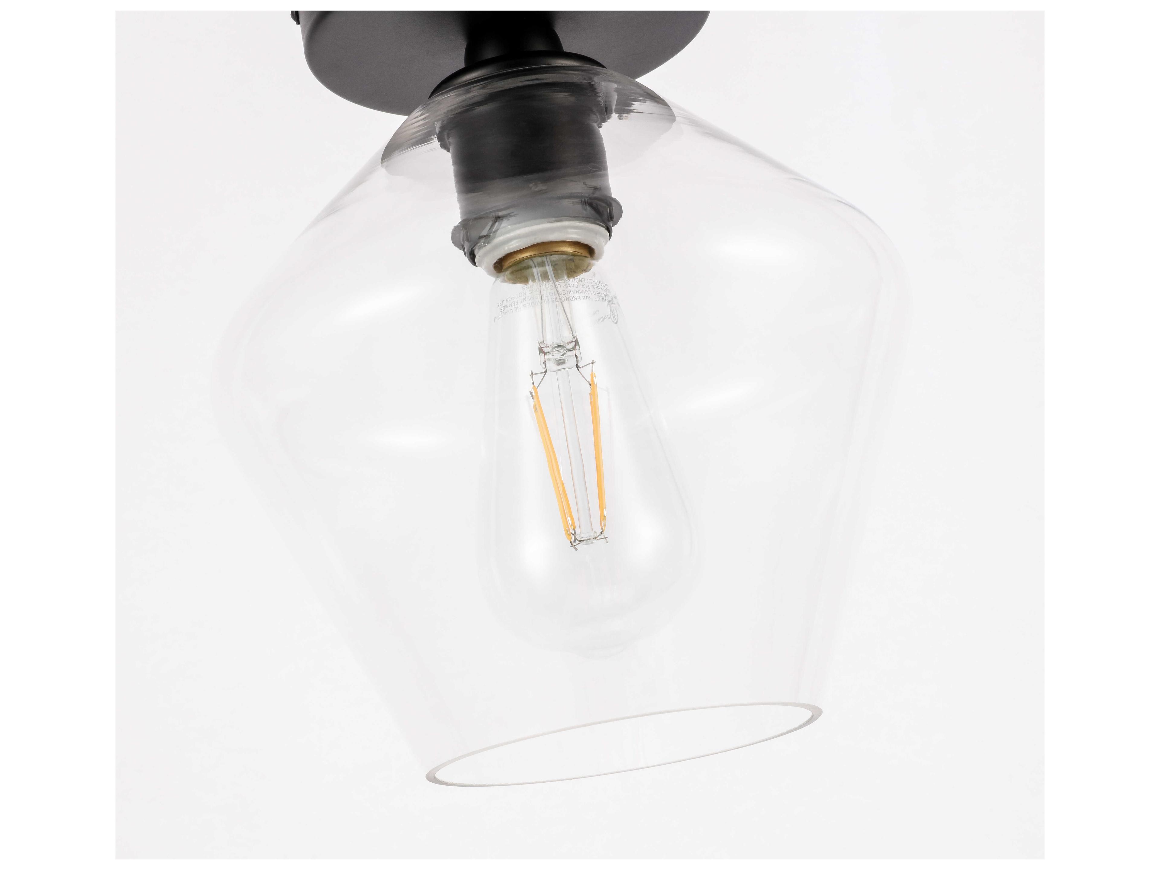 Elegant Lighting Gene 1-Light Black Glass Semi Flush Mount