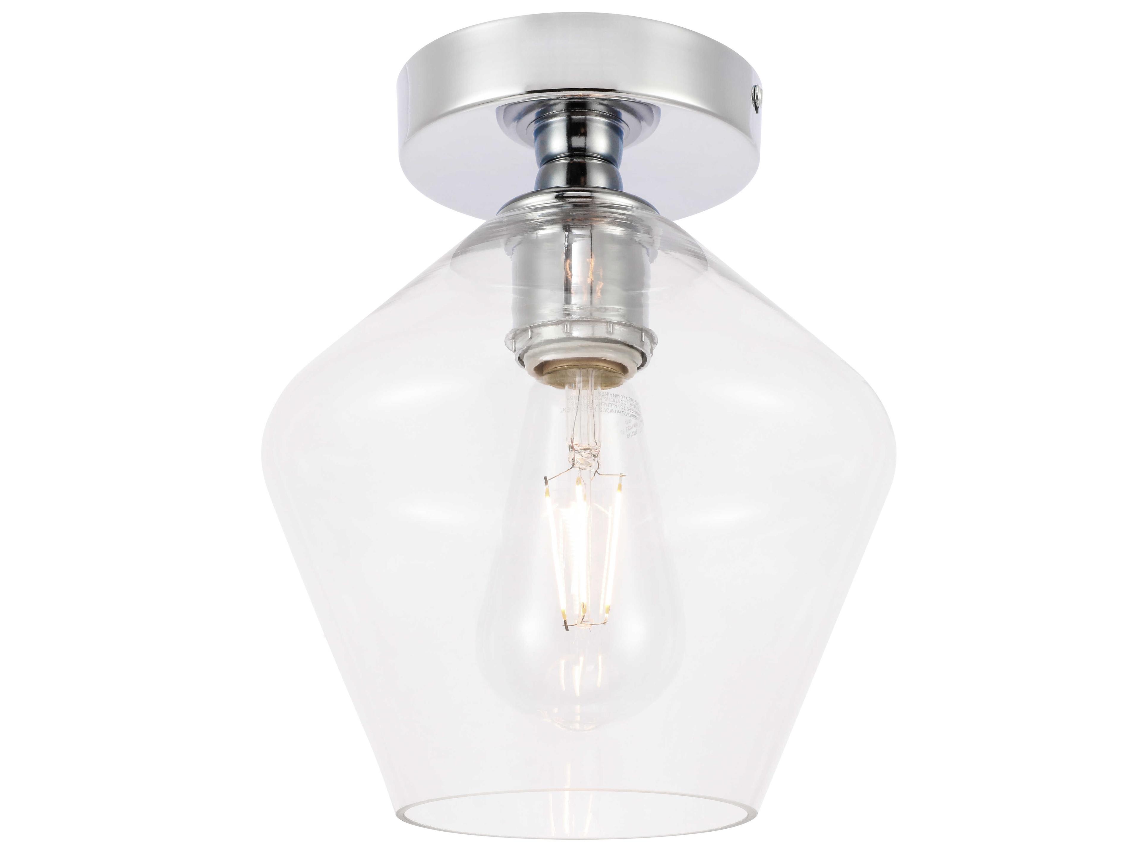 Elegant Lighting Gene 1-Light Chrome Glass Semi Flush Mount