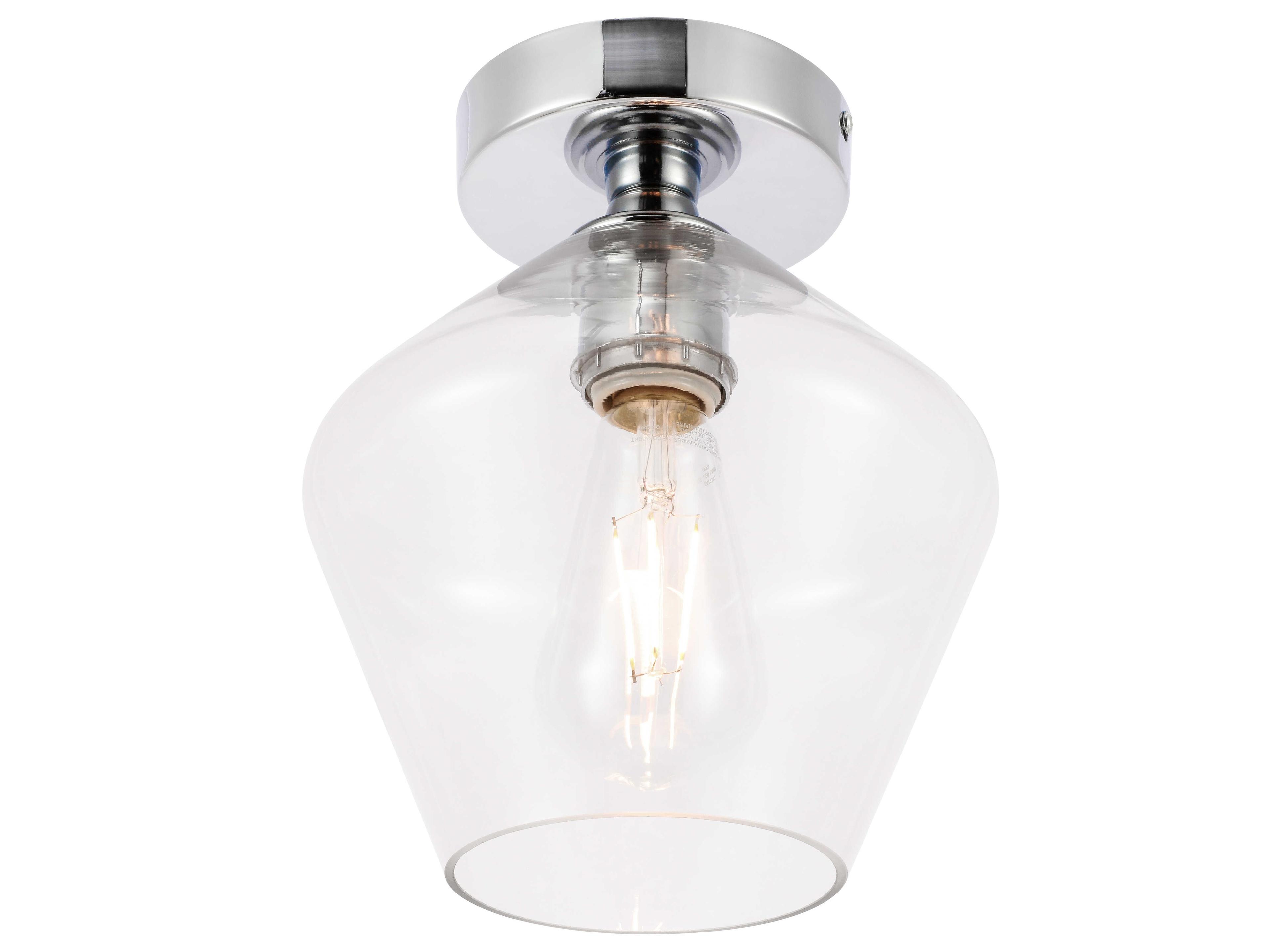 Elegant Lighting Gene 1-Light Chrome Glass Semi Flush Mount