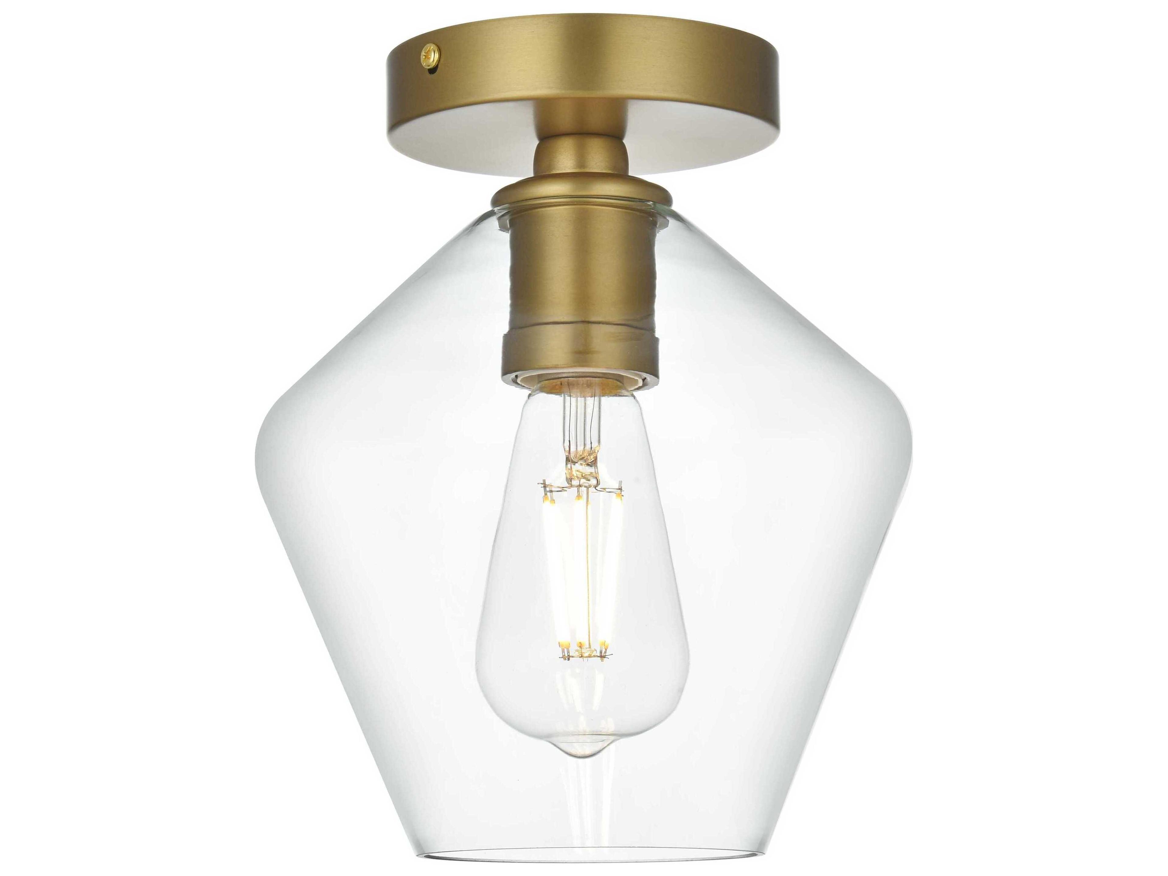 Gene 1-Light Satin Gold Semi Flush Mount
