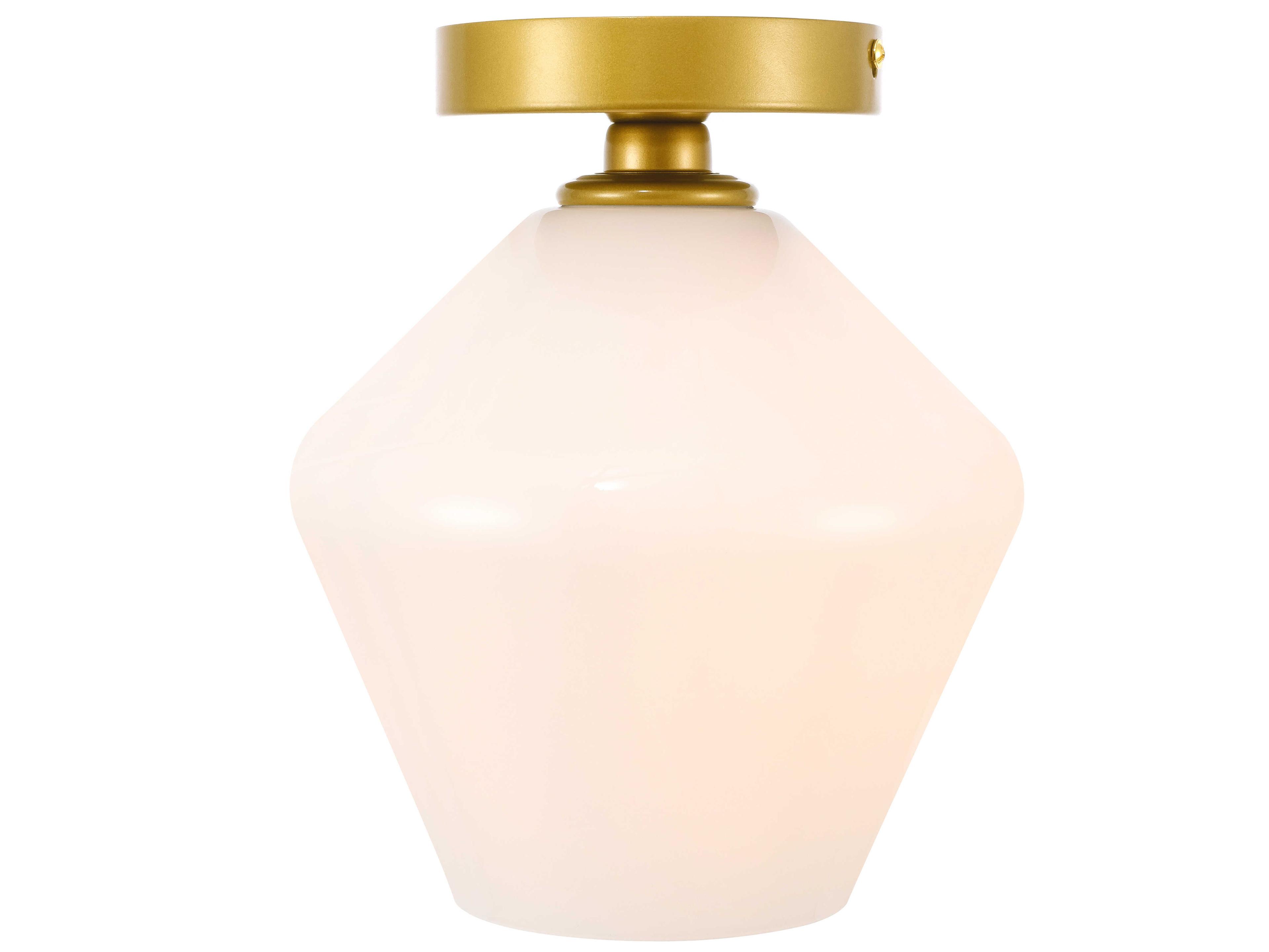 Elegant Lighting Gene 1-Light Brass Glass Semi Flush Mount