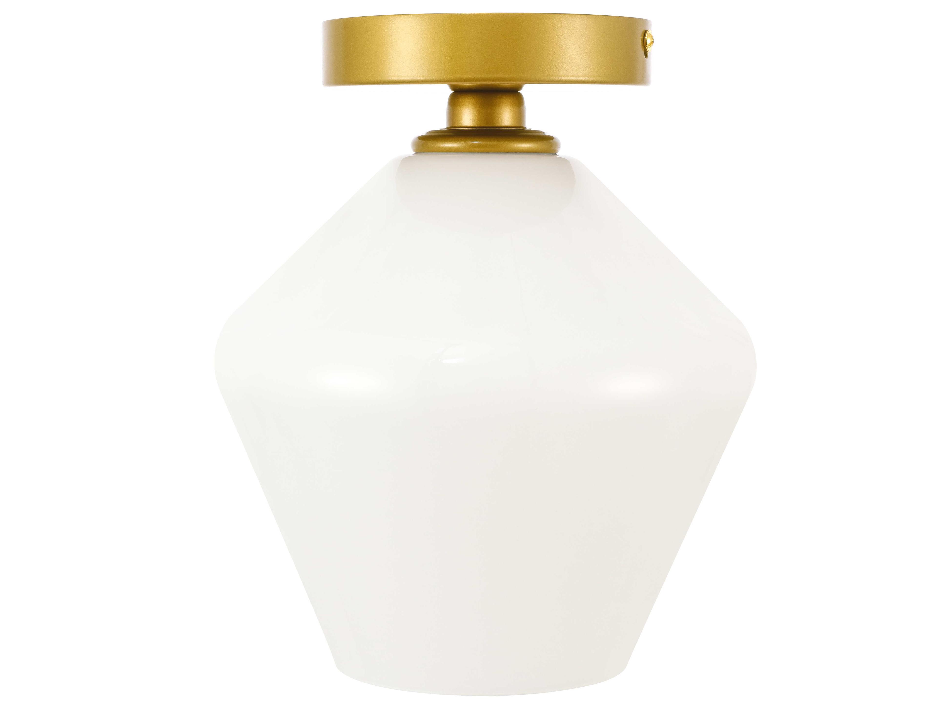 Elegant Lighting Gene 1-Light Brass Glass Semi Flush Mount